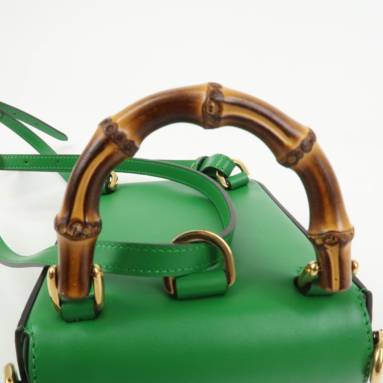 GUCCI Bamboo Leather 2Way Bag Backpack Shoulder Bag Green 702106
