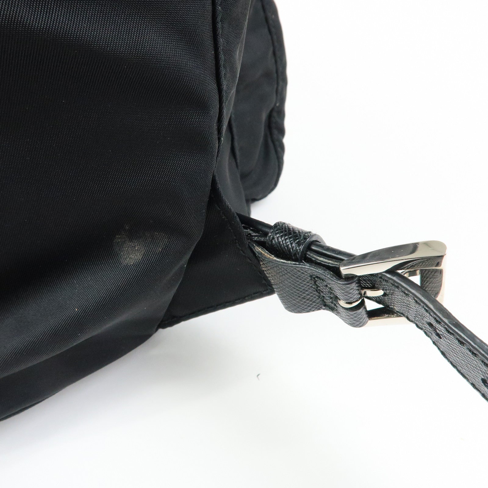 PRADA Triangle Logo Nylon Saffiano leather Backpack Rucksuck Black