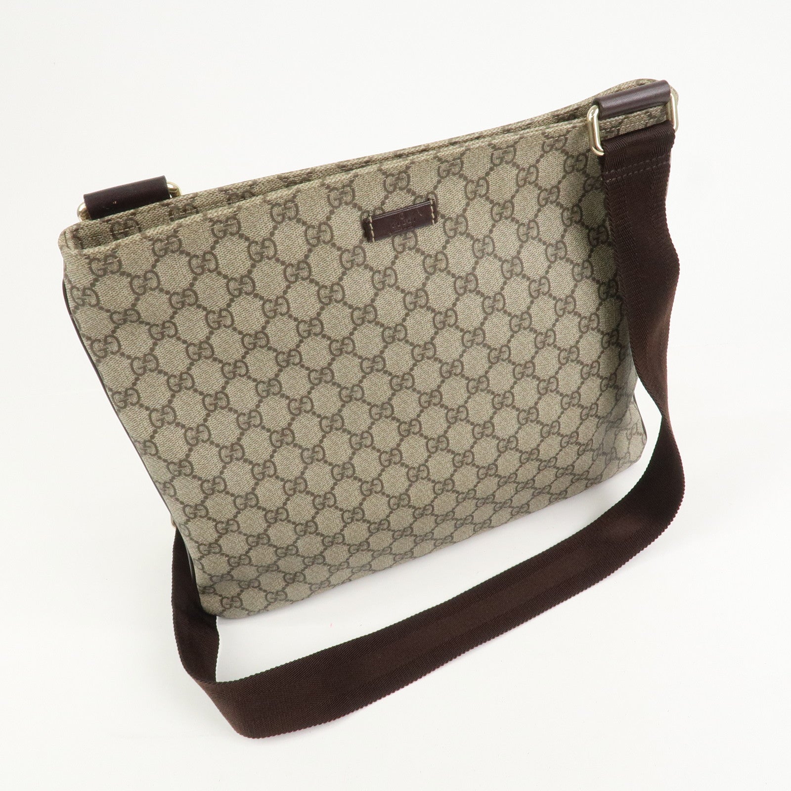 GUCCI GG Supreme Shoulder Bag Crossbody Bag Beige Brown 201446