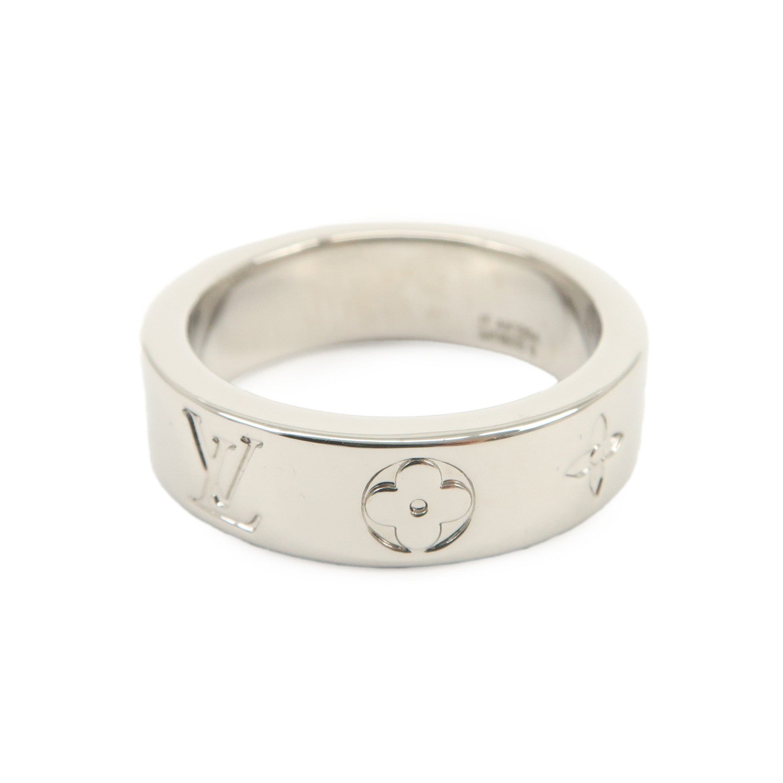 Louis Vuitton Monogram Metal Mosaic Thin Ring S00 Silver M1180