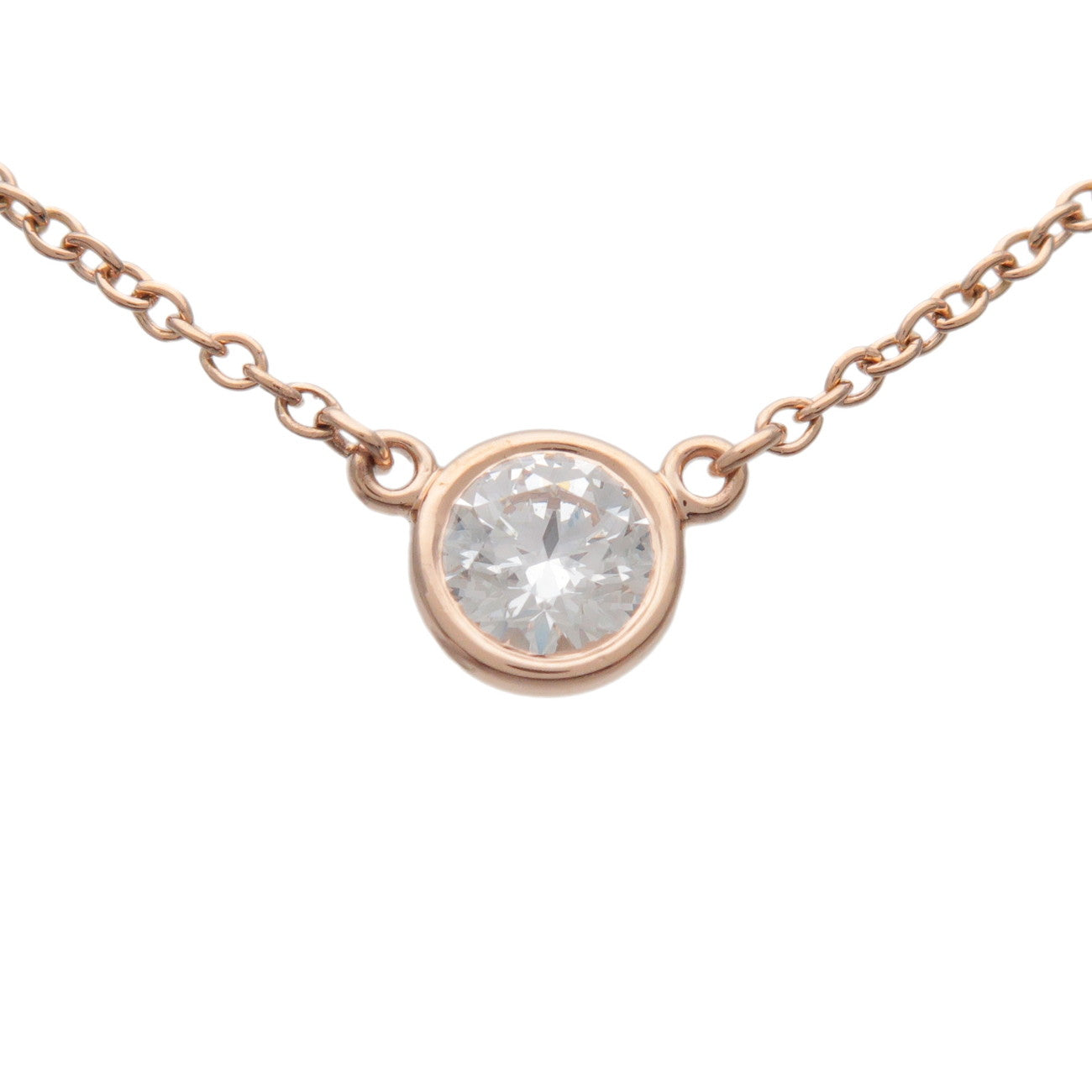 Tiffany & Co By The Yard 1P Diamond Necklace K18 750PG Rose Gold
