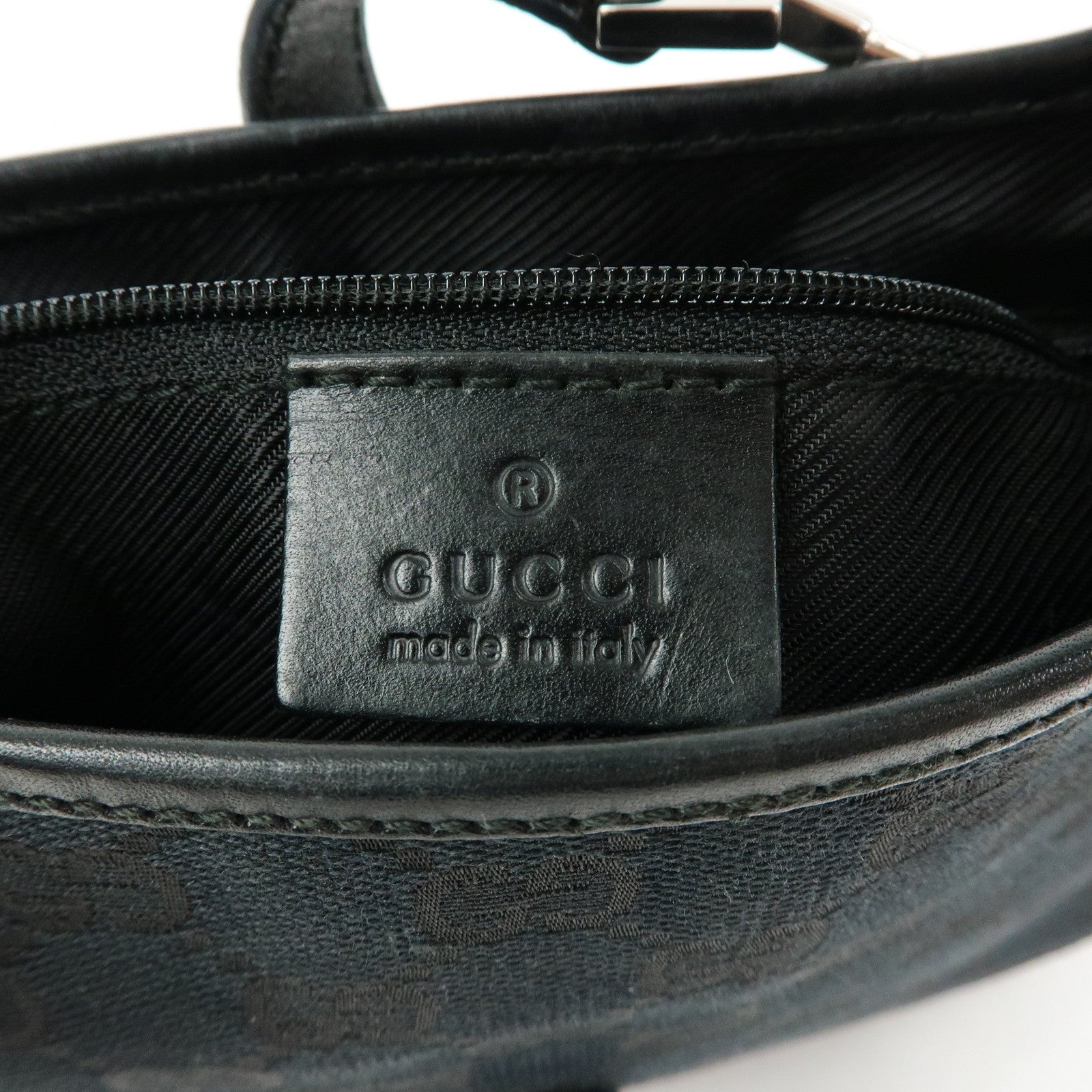 GUCCI Jackie GG Canvas Leather Shoulder Bag Black  001.3735
