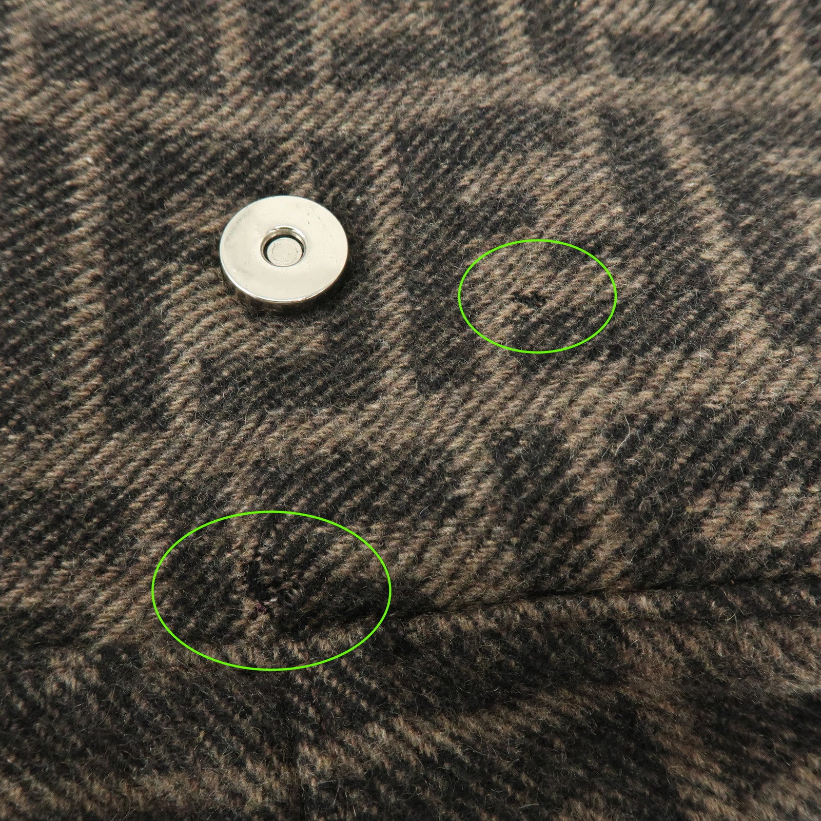 FENDI Mamma Baguette Zucca Wool Leather Shoulder Bag Brown 26325