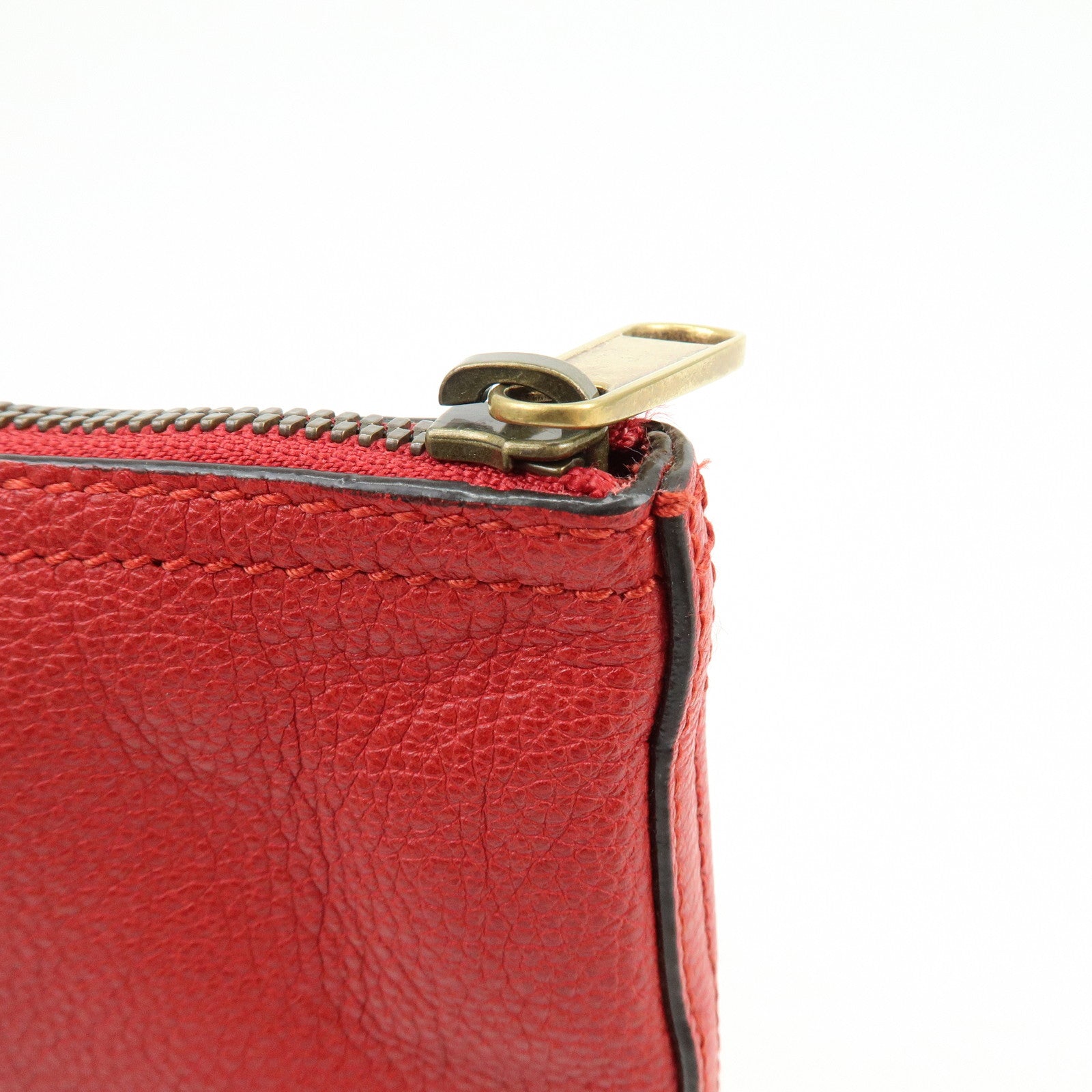 GUCCI Vintage Logo Medium Portfolio Leather Clutch Bag Red 500981