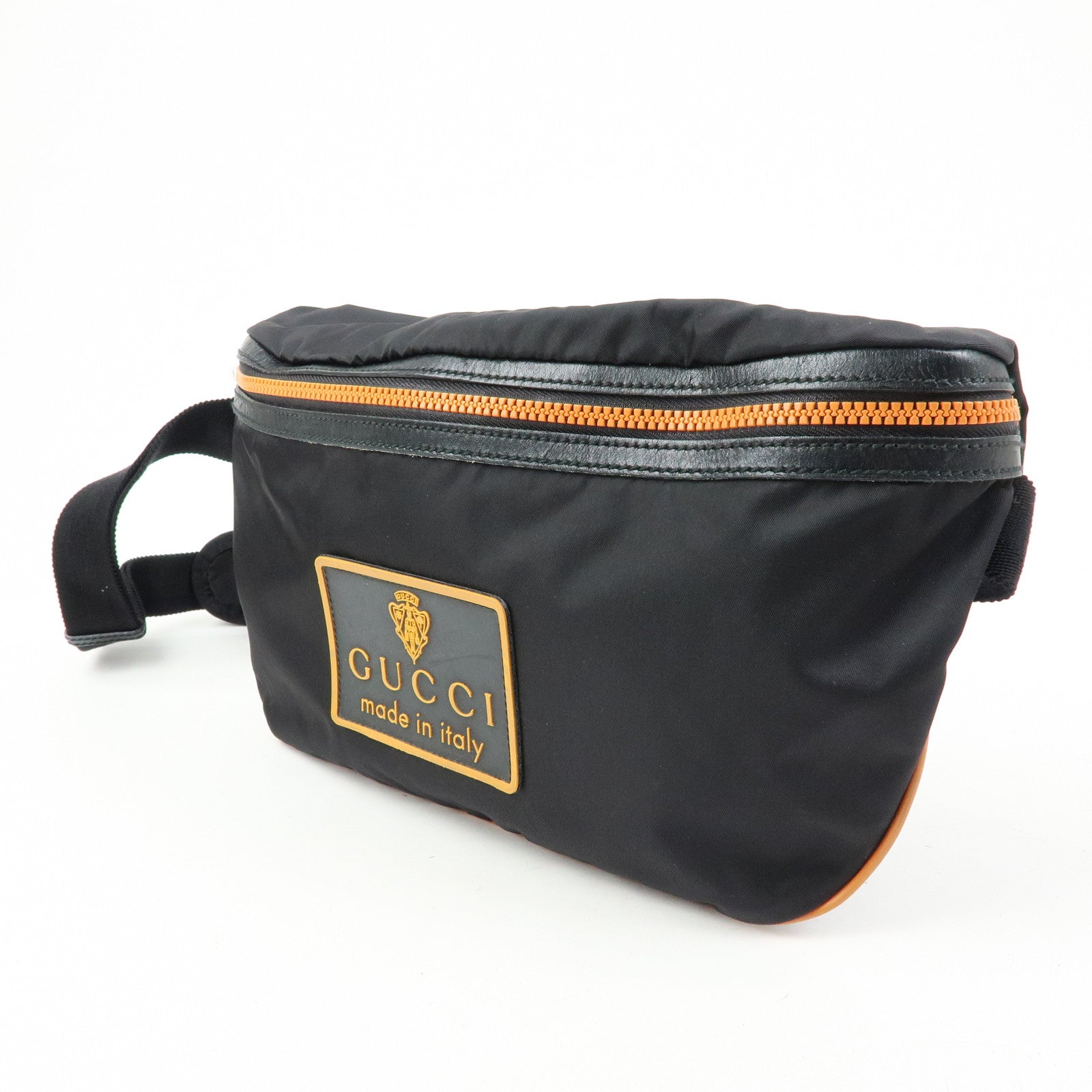 GUCCI Logo Nylon Rubber Waist Pouch Body Bag Black 211128