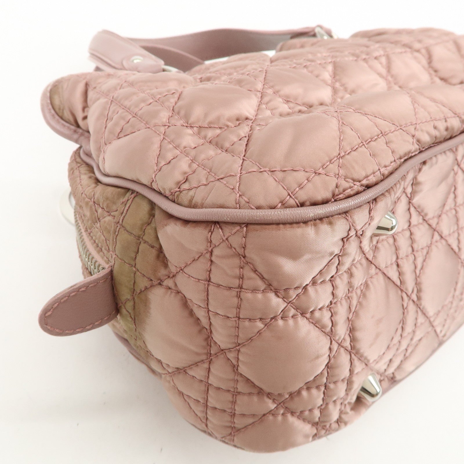 Christian Dior Canage Nylon Leather Hand Bag Pink