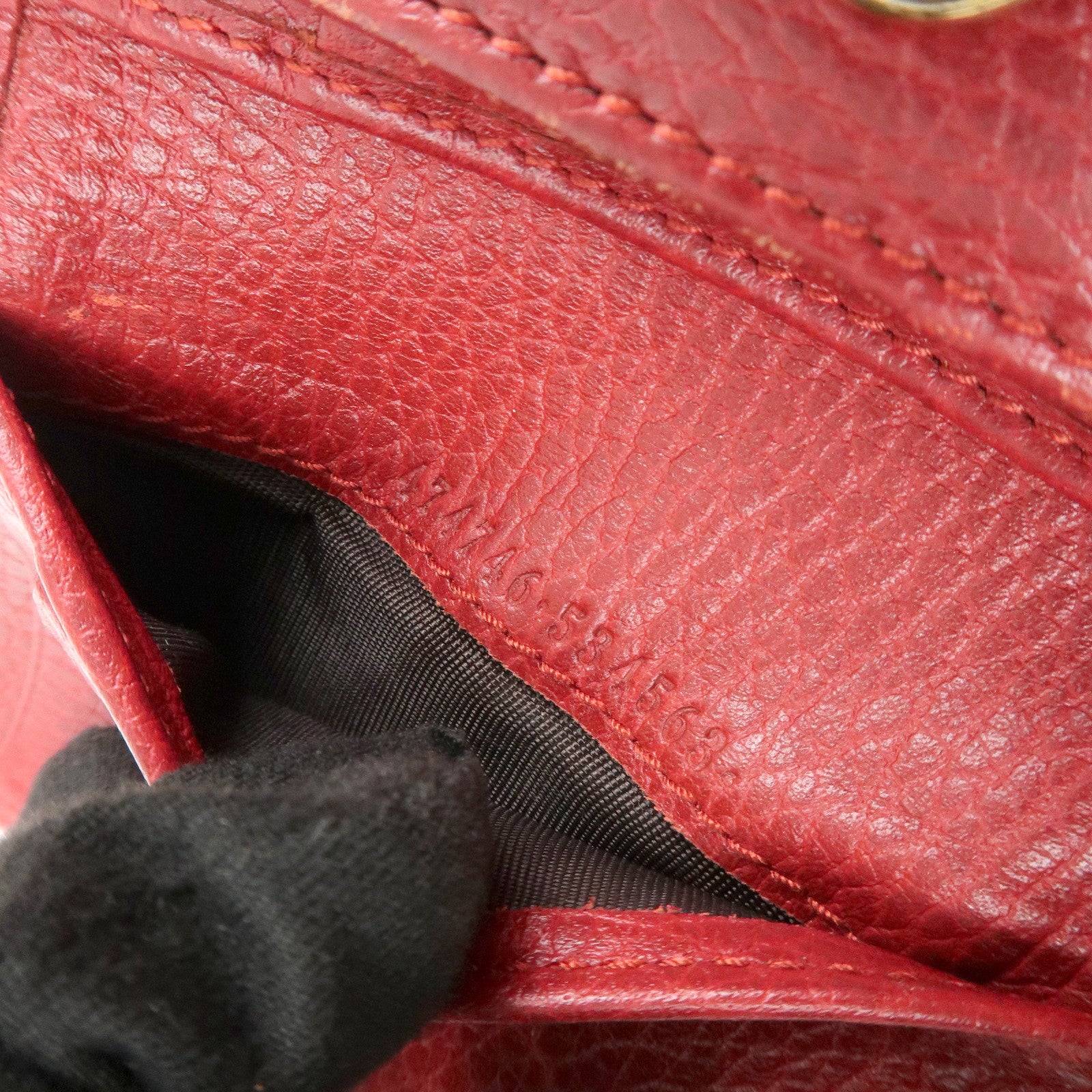 GUCCI GG Marmont Leather Tri-fold Compact Wallet Red 474746
