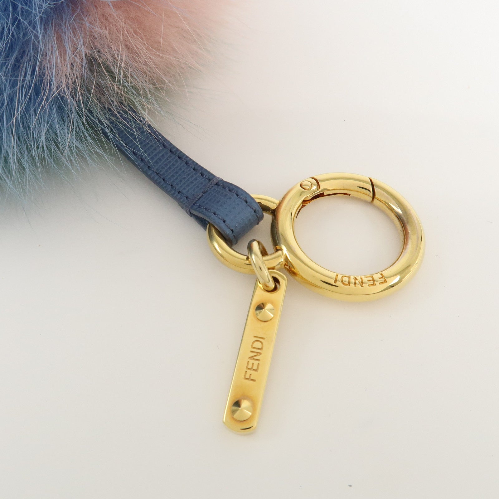 FENDI Pom Pom Fur Charm Key Chain Bag Charm Pink Green Blue 7AR259