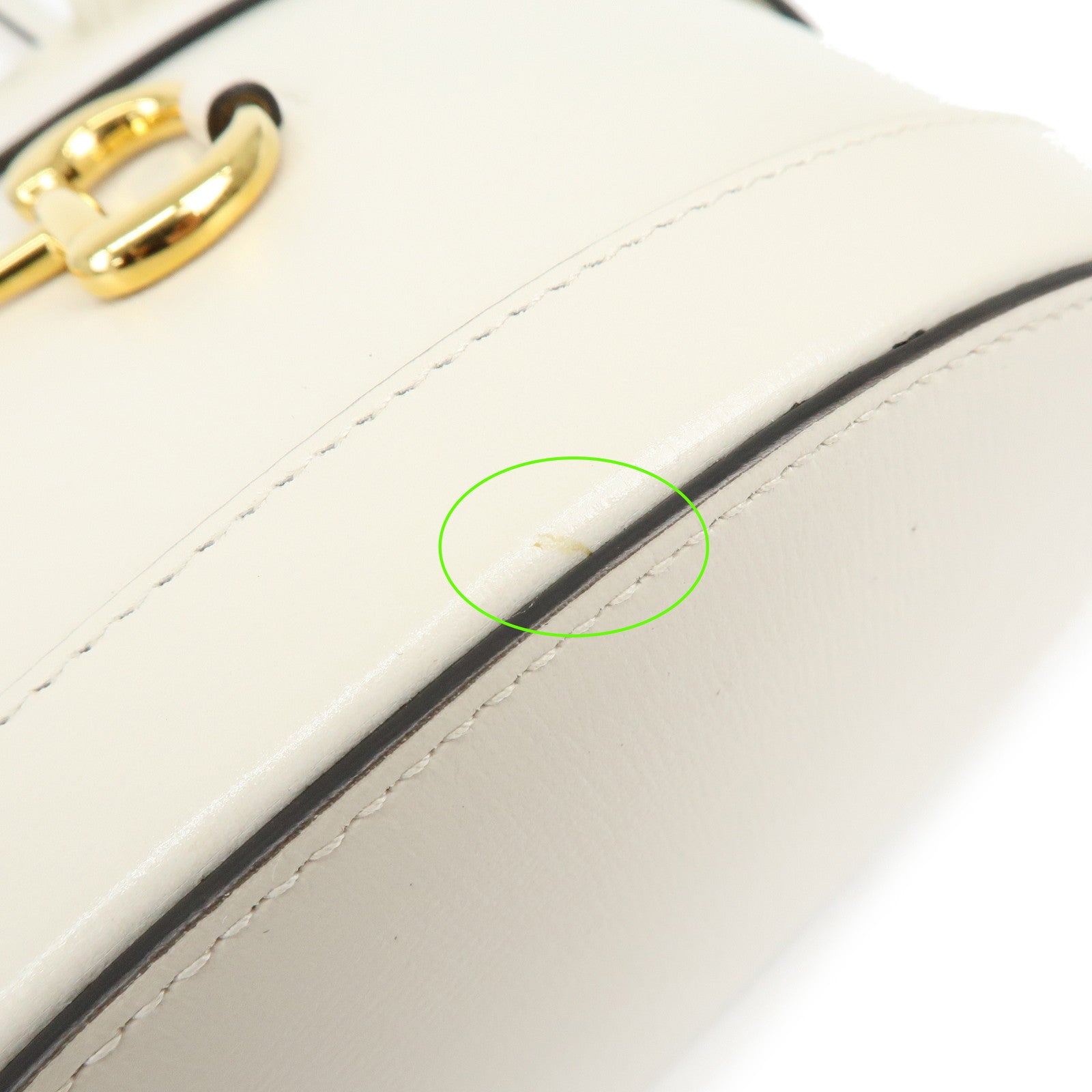GUCCI Horsebit Leather Drawstring Bucket Shoulder Bag Ivory 602118