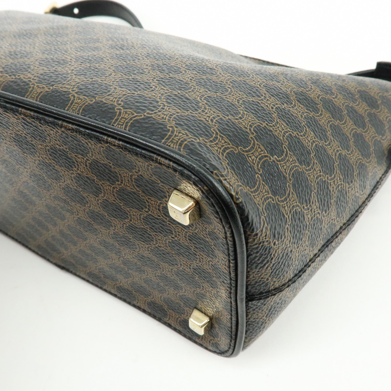 CELINE Macadam PVC Leather Shoulder Bag Hand Bag Black Brown