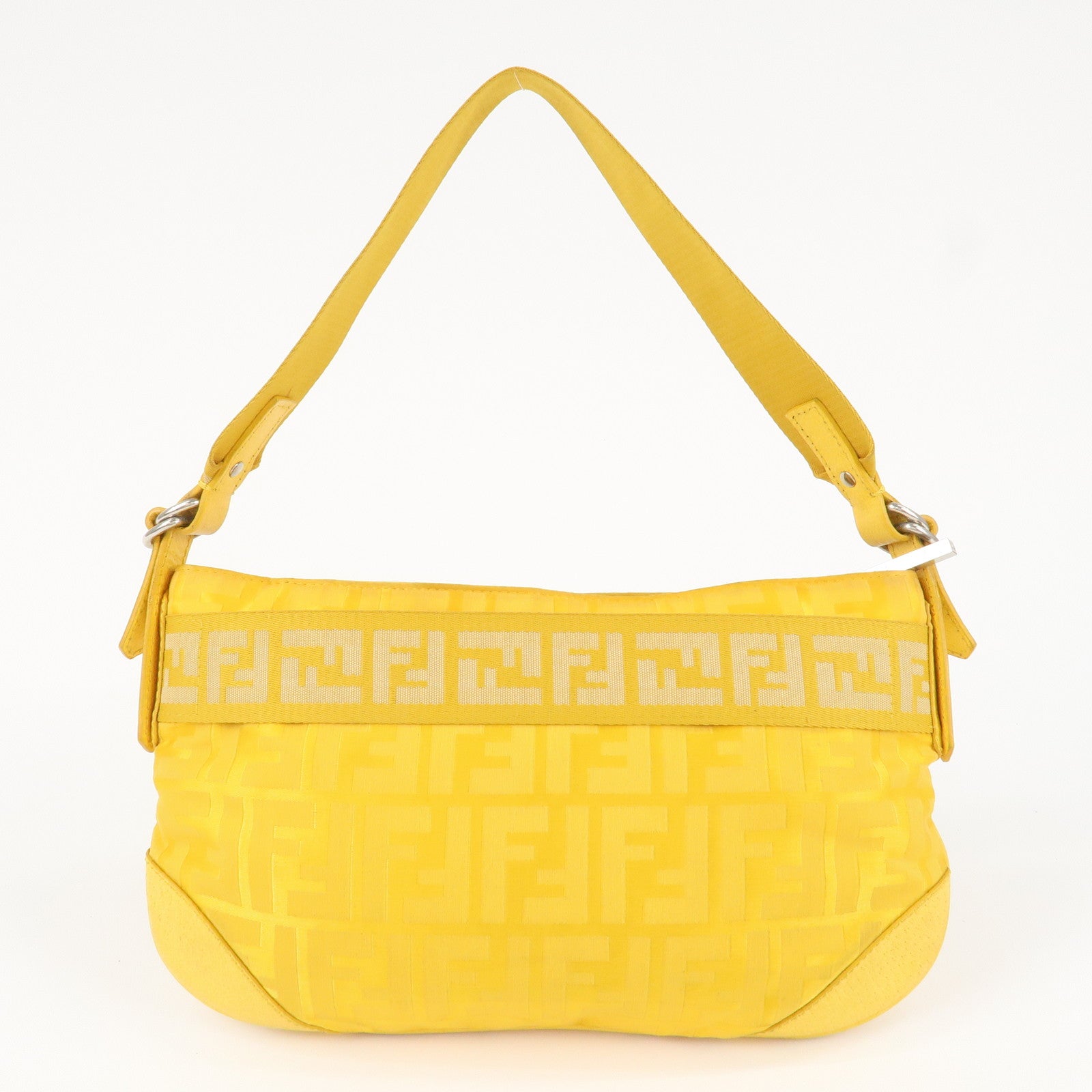 FENDI Nylon Leather Shoulder Bag Hand Bag Yellow 8BR500 Used