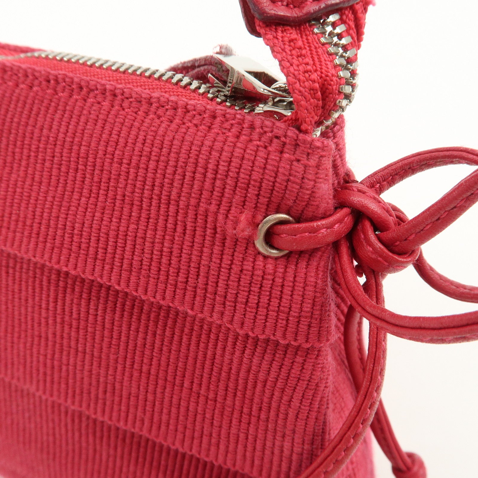 Ferragamo Logo Canvas Leather Shoulder Bag Hand Bag Pink