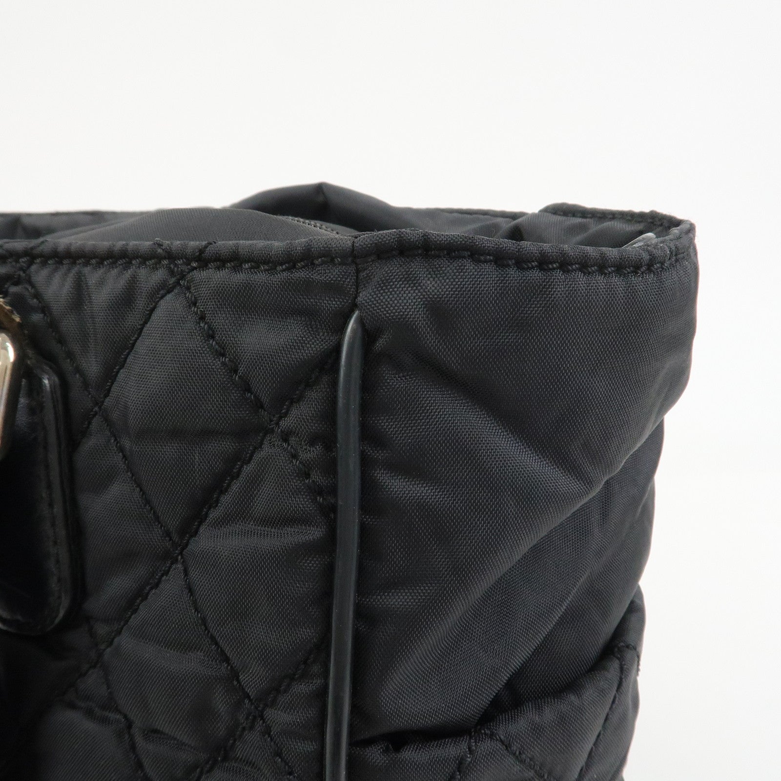 CHANEL Paris New York COCO Mark Nylon Leather Tote Bag Black A33100