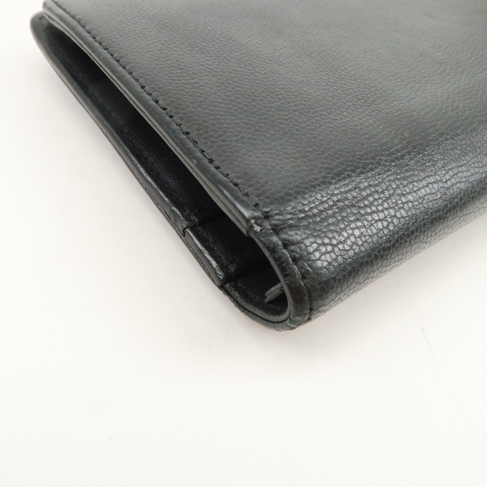 CHANEL Seburga COCO Mark Caviarskin Bi-fold Long Wallet Black
