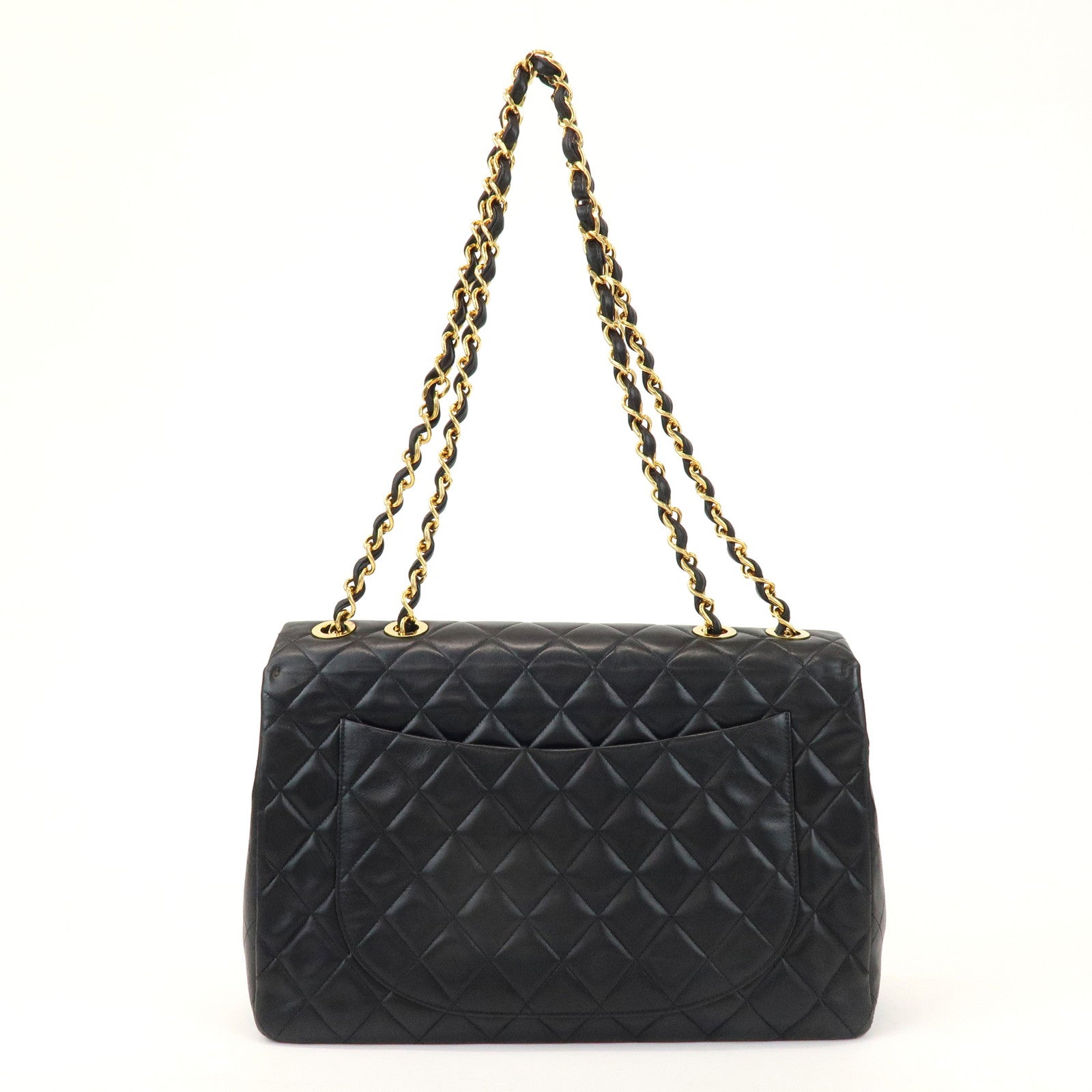 CHANEL Jumbo Matelasse 34 Lamb Skin Shoulder Bag Black A01094
