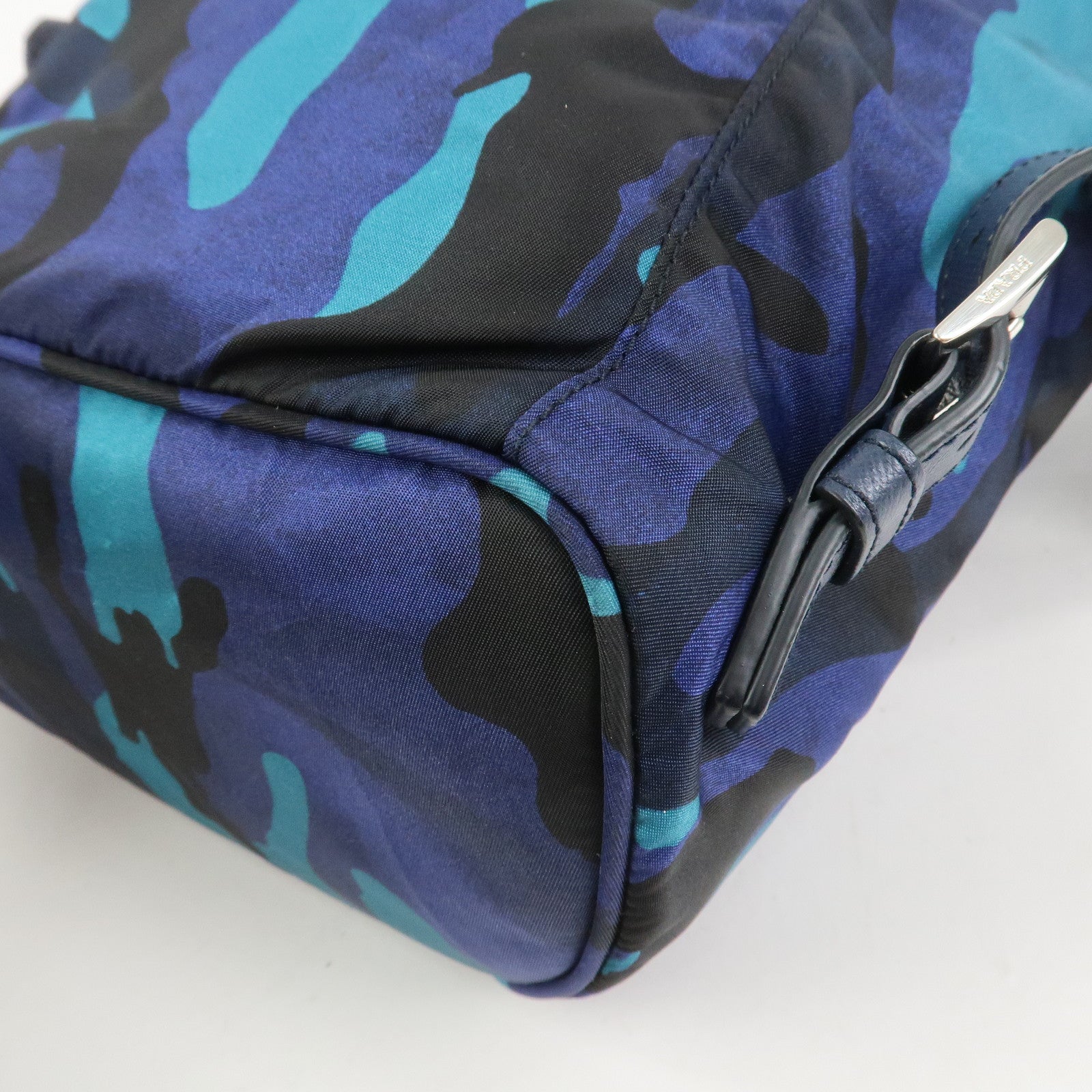 PRADA Triangle Logo Nylon Camouflage Backpack Rucksack Blue