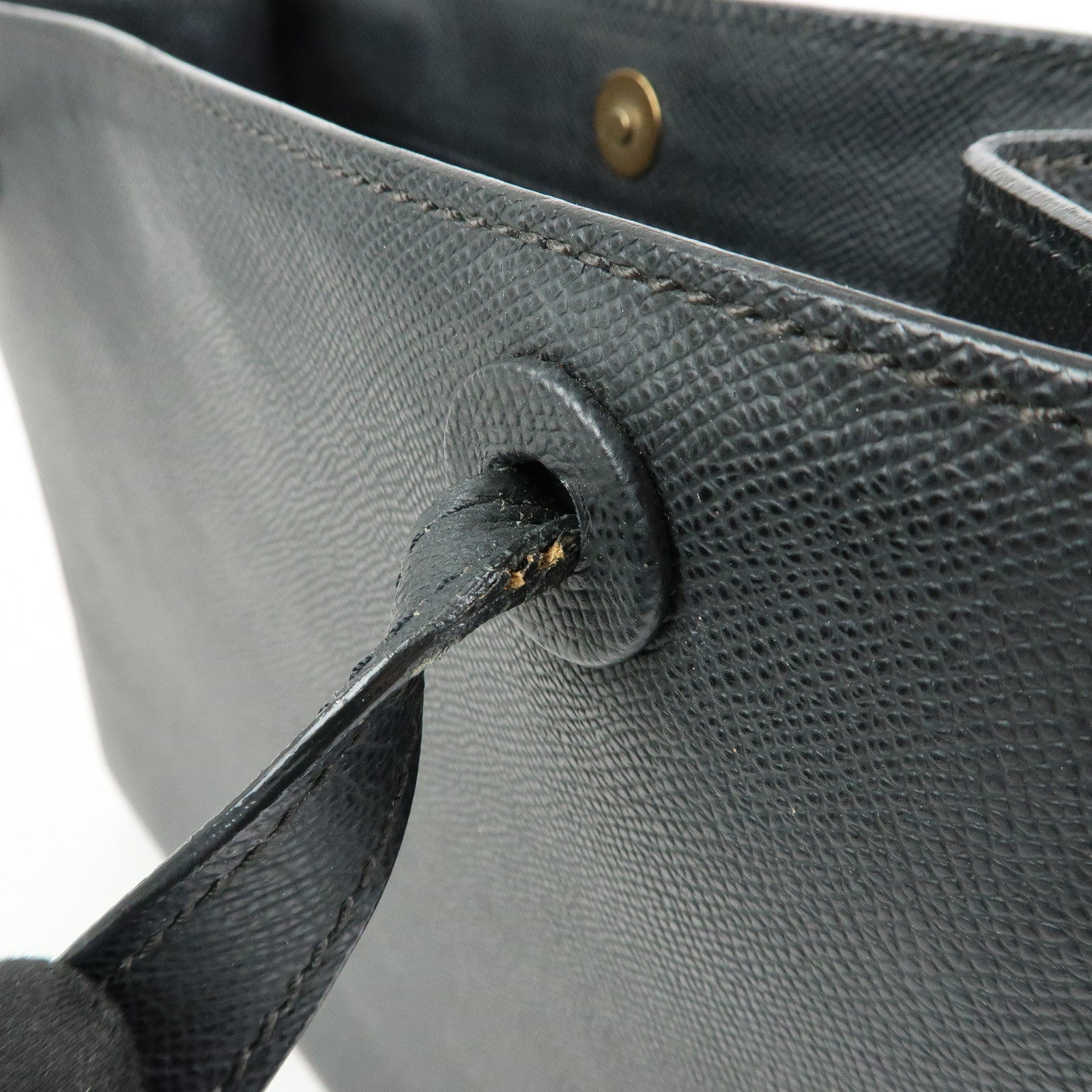 CHANEL Logo Calf Leather Tote Bag Shoulder Bag Hand Bag Black