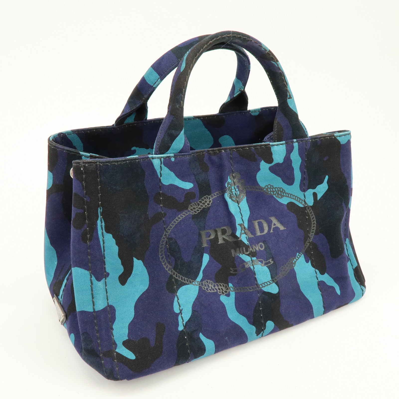 PRADA Triangle Logo Canapa Canvas 2Way Hand Bag Camouflage B2642B