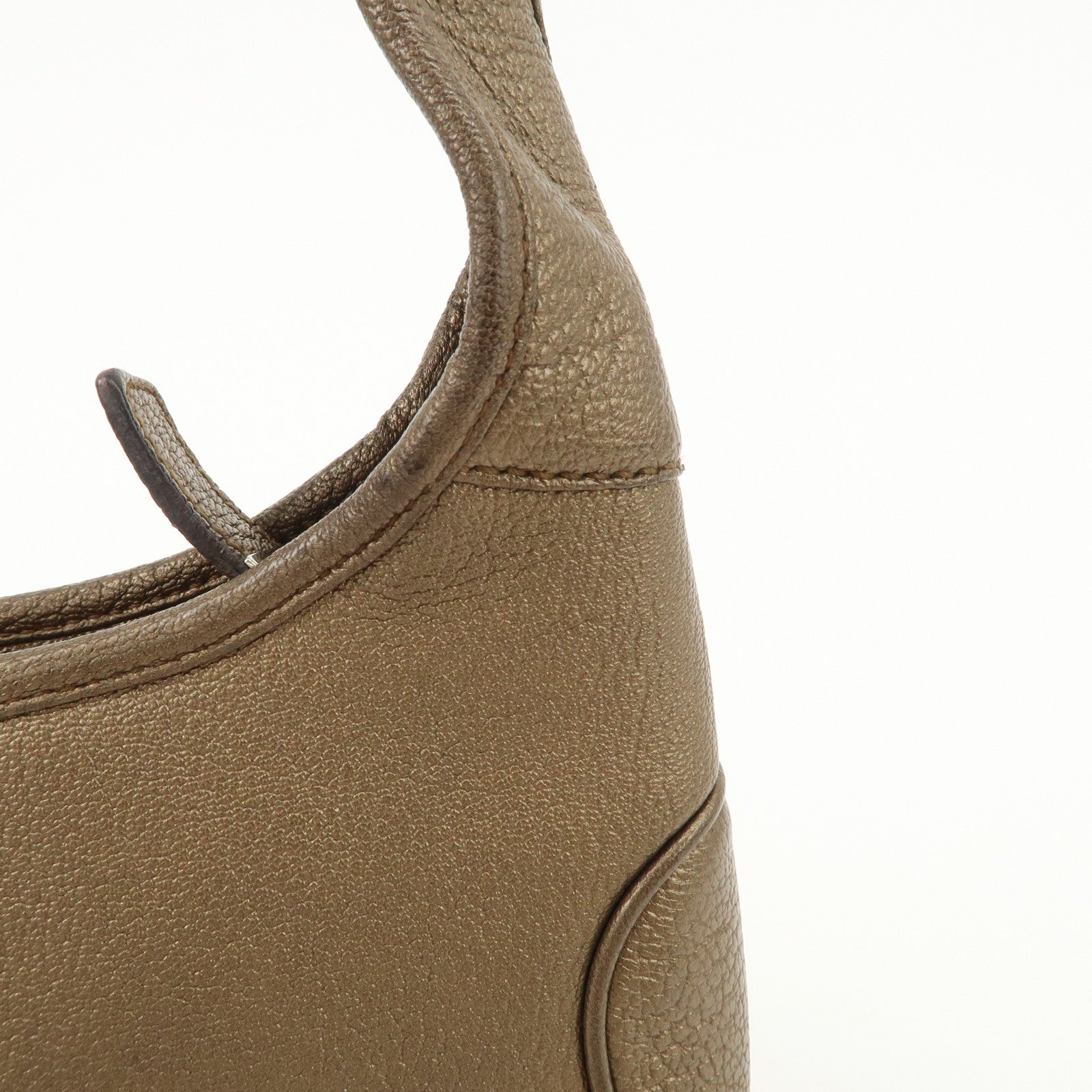 Ferragamo Leather Shoulder Bag Hand Bag Bronze