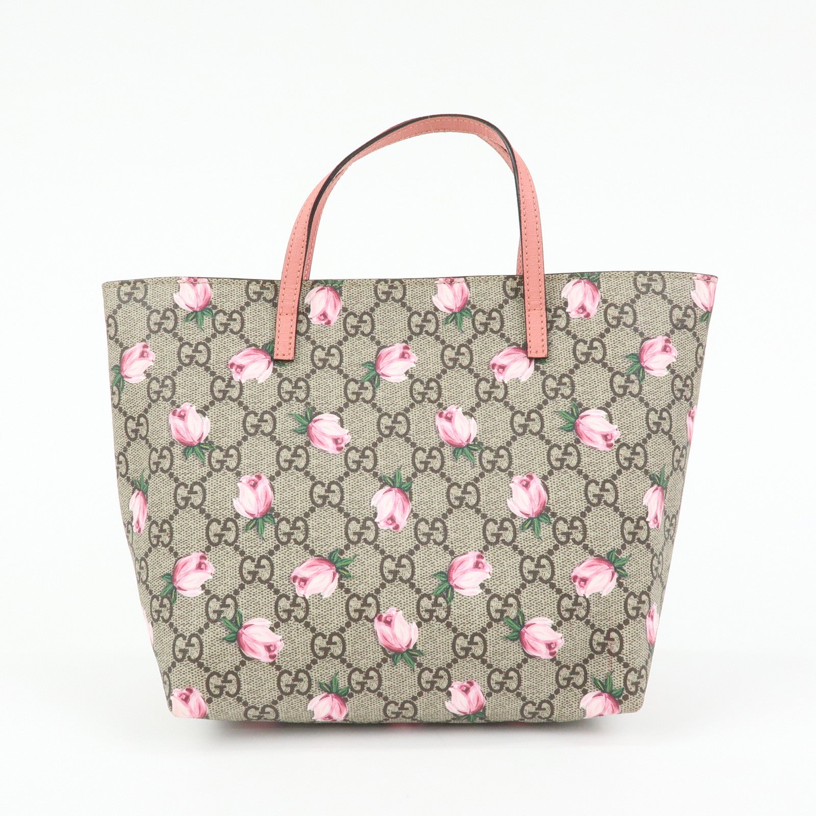 GUCCI Children's GG Supreme Leather Tote Bag Rose Beige Pink 410812