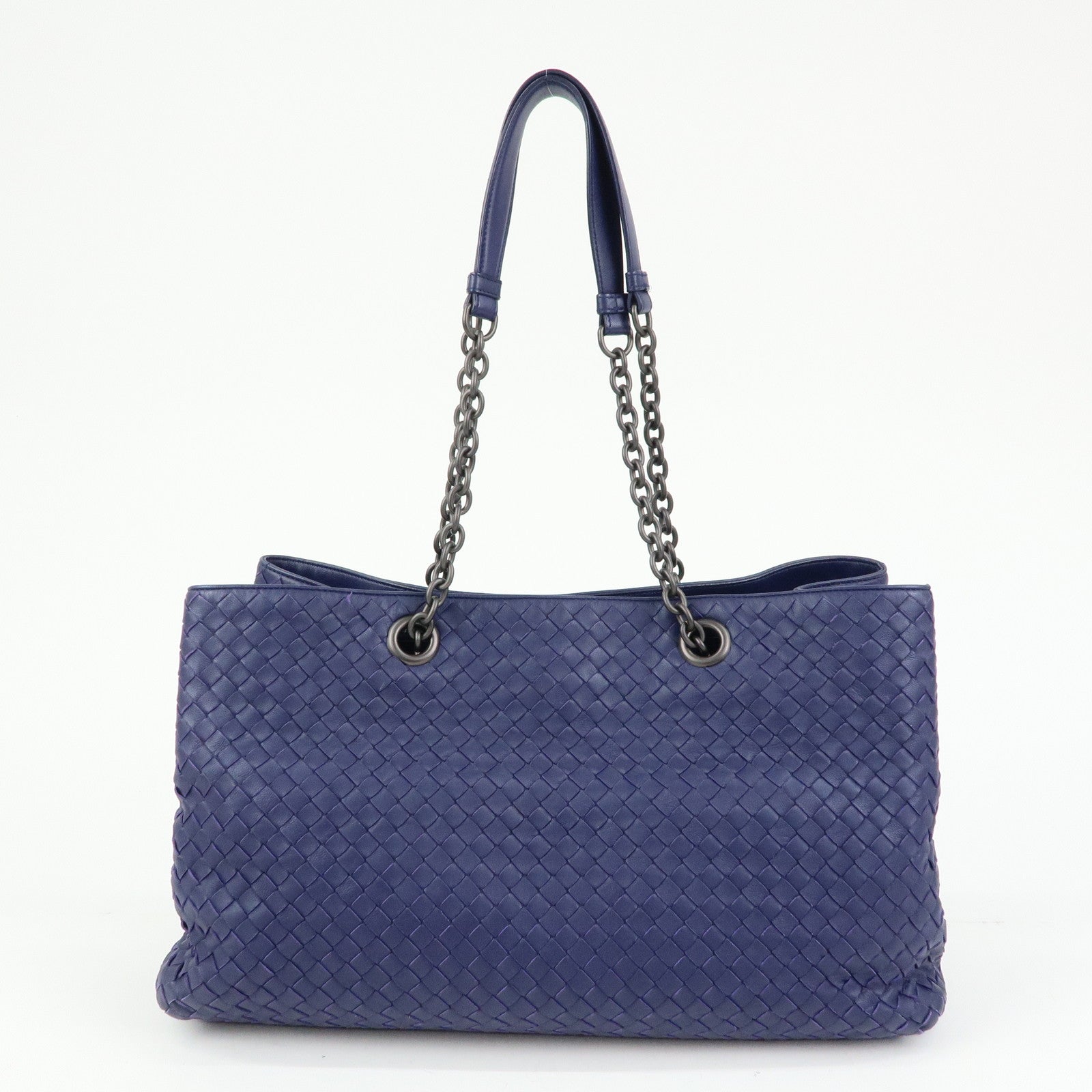 BOTTEGA VENETA Intrecciato Leather Shoulder Bag Tote Bag Blue