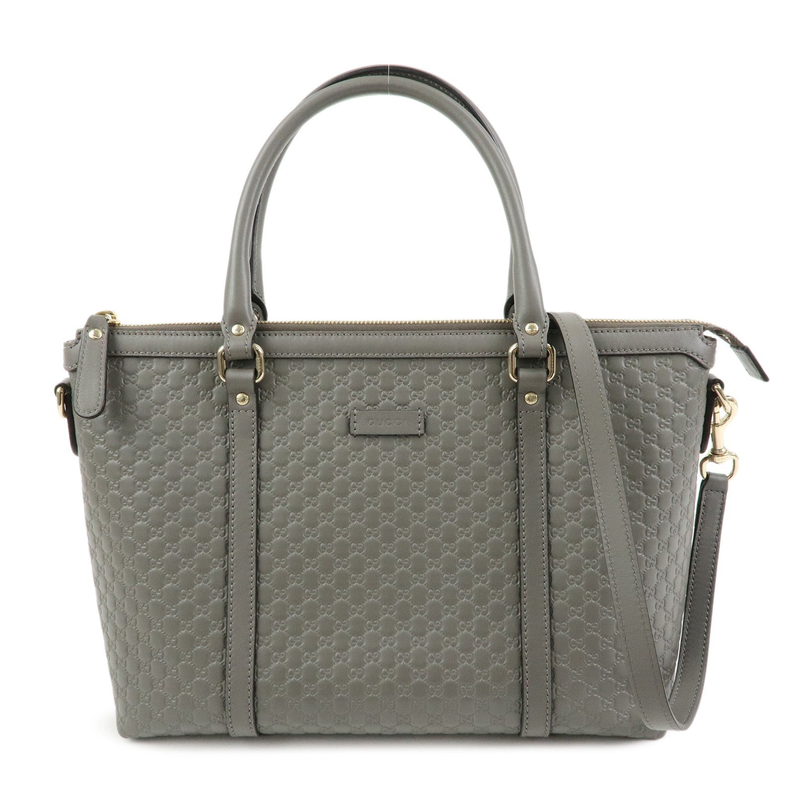 GUCCI Microguccissima Leather 2Way Bag Hand Bag Grey 449656