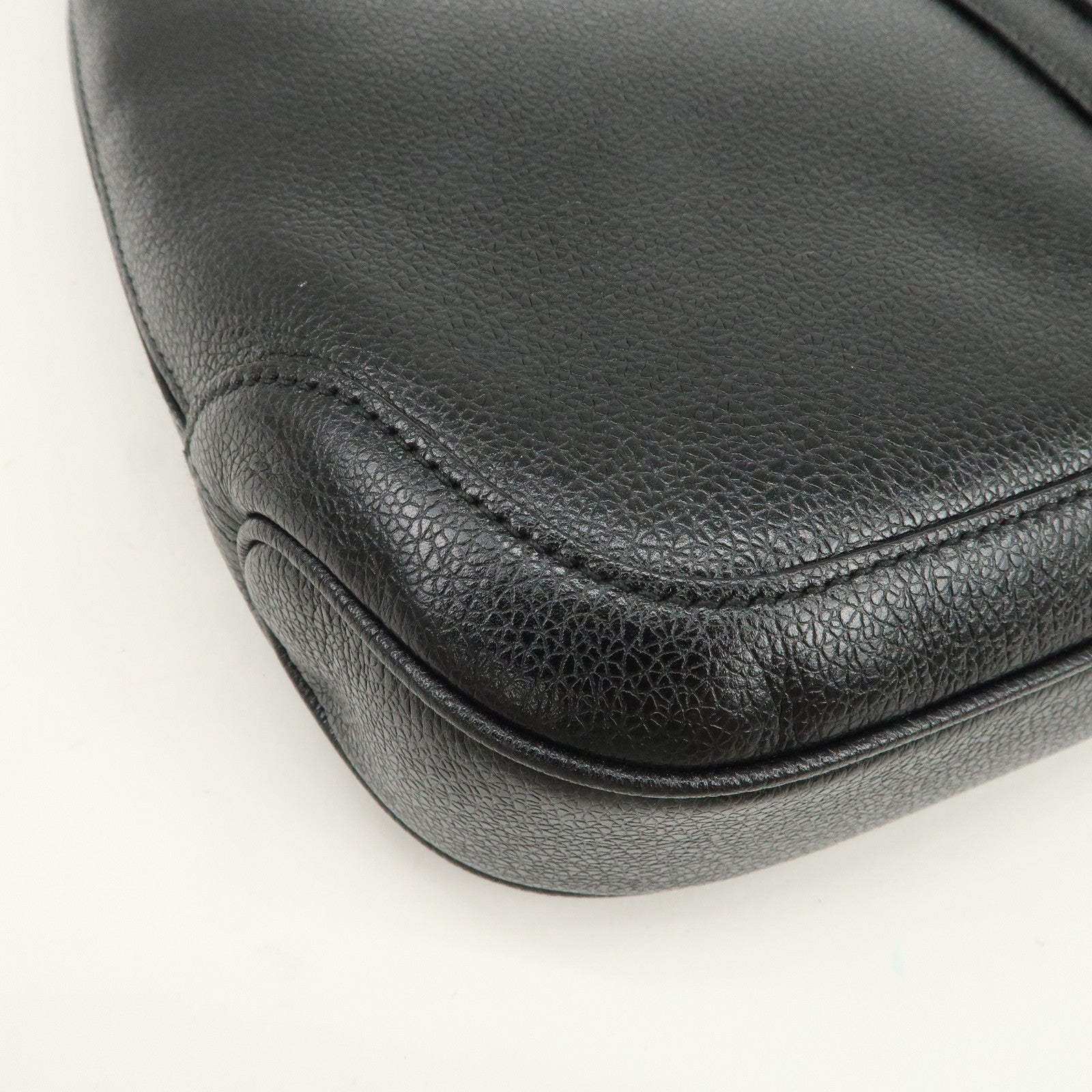 BVLGARI Logo Leather Shoulder Bag Hand Bag Black