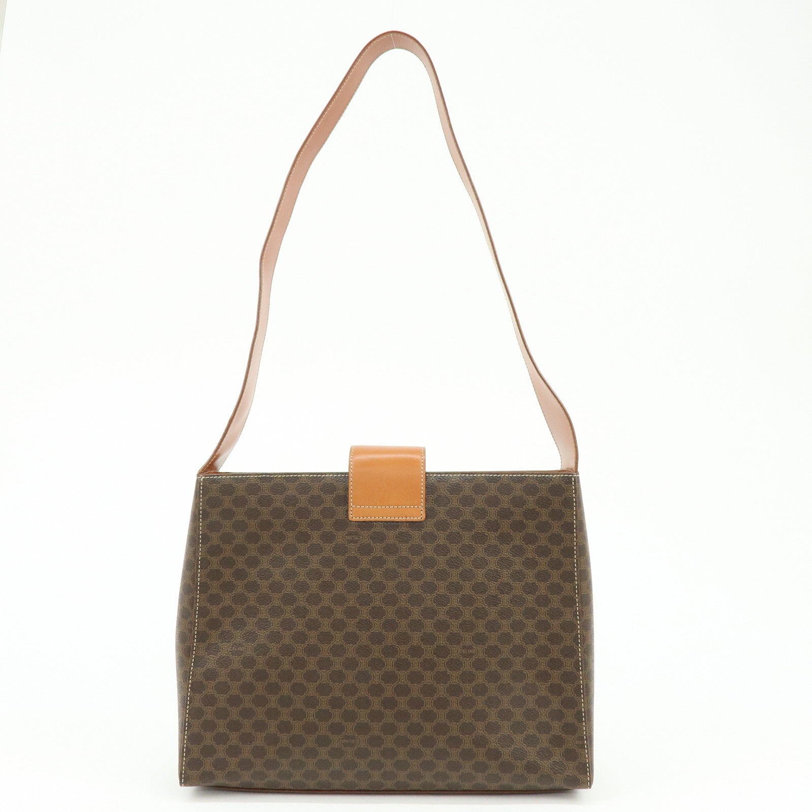 CELINE Macadam PVC Leather Shoulder Bag Brown