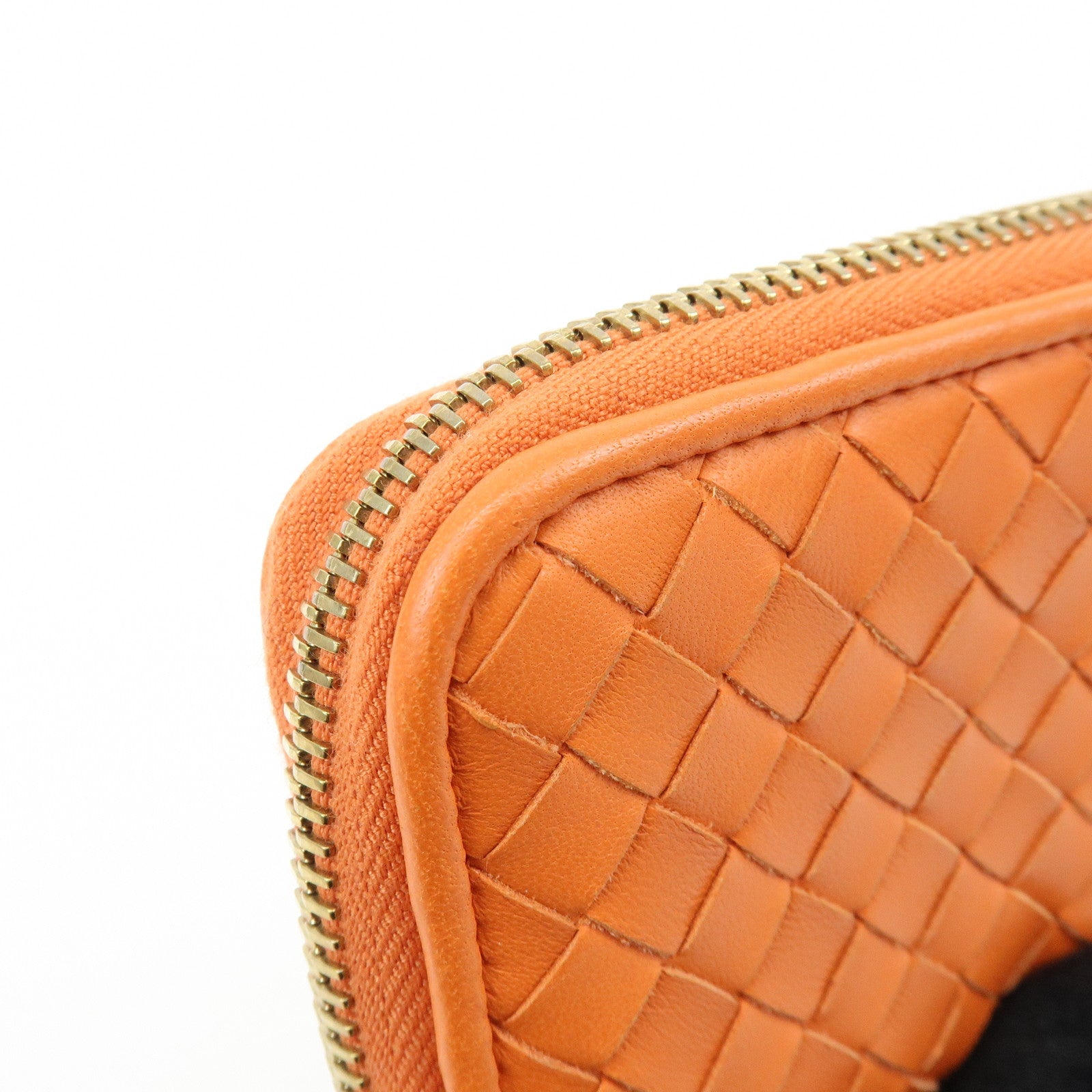 BOTTEGA VENETA Intrecciato Lamb Skin Coin Case Orange 114075