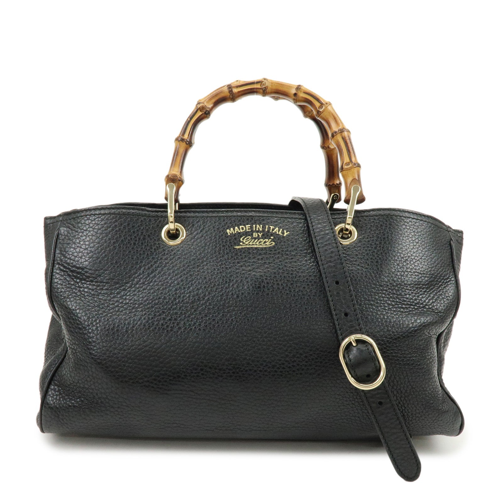 GUCCI Bamboo Leather Shopper Medium 2Way Bag Shoulder Bag 323660