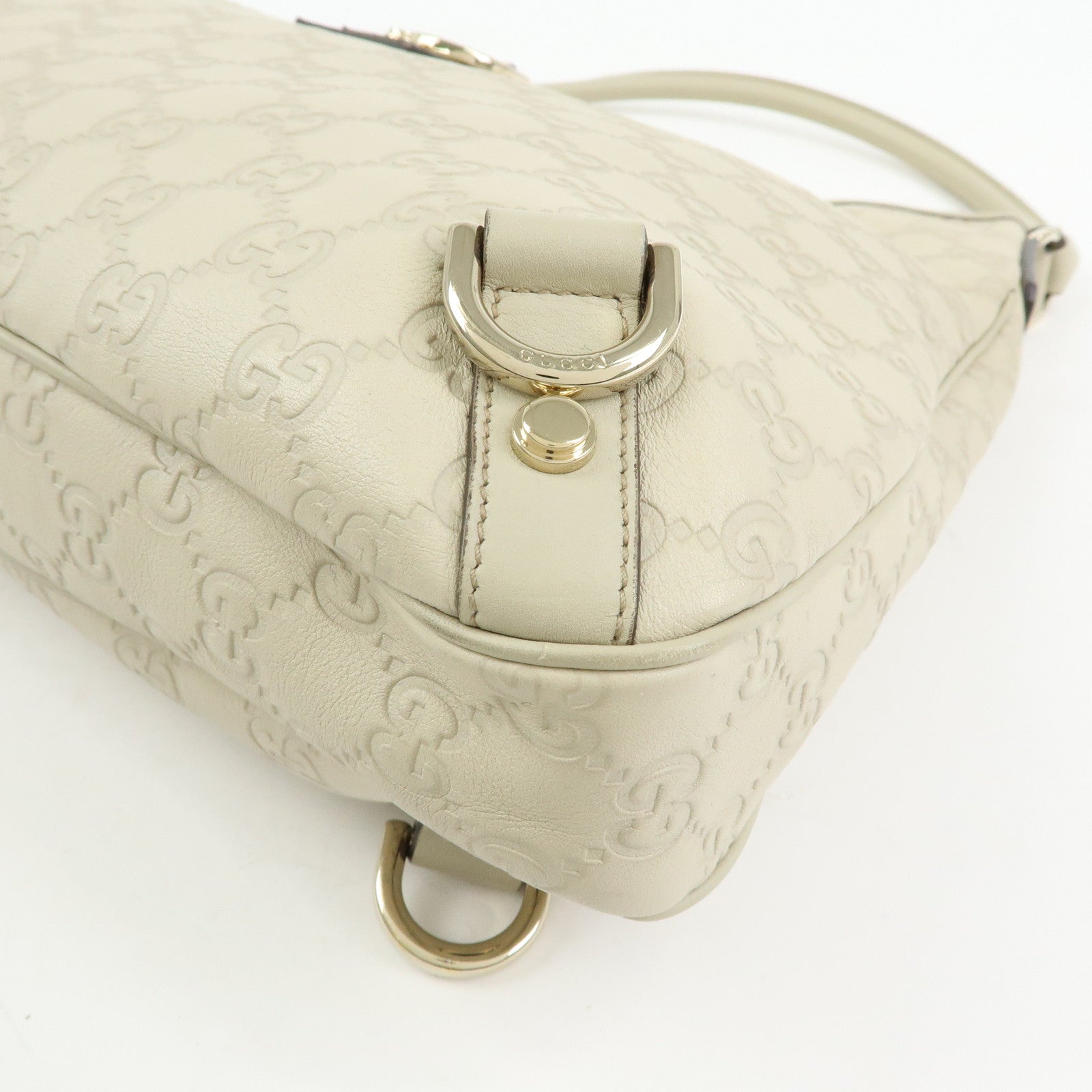GUCCI Abbey Guccissima Leather Shoulder Bag Hand Bag White 130737