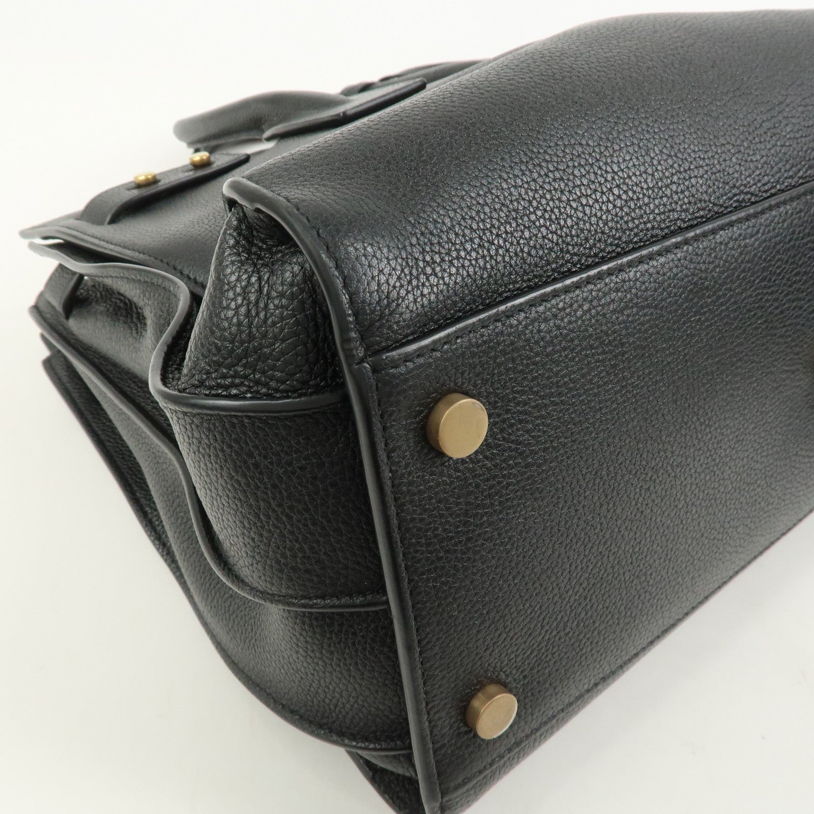 SAINT LAURENT PARIS Grain Calf Leather 2Way Bag Black 717447