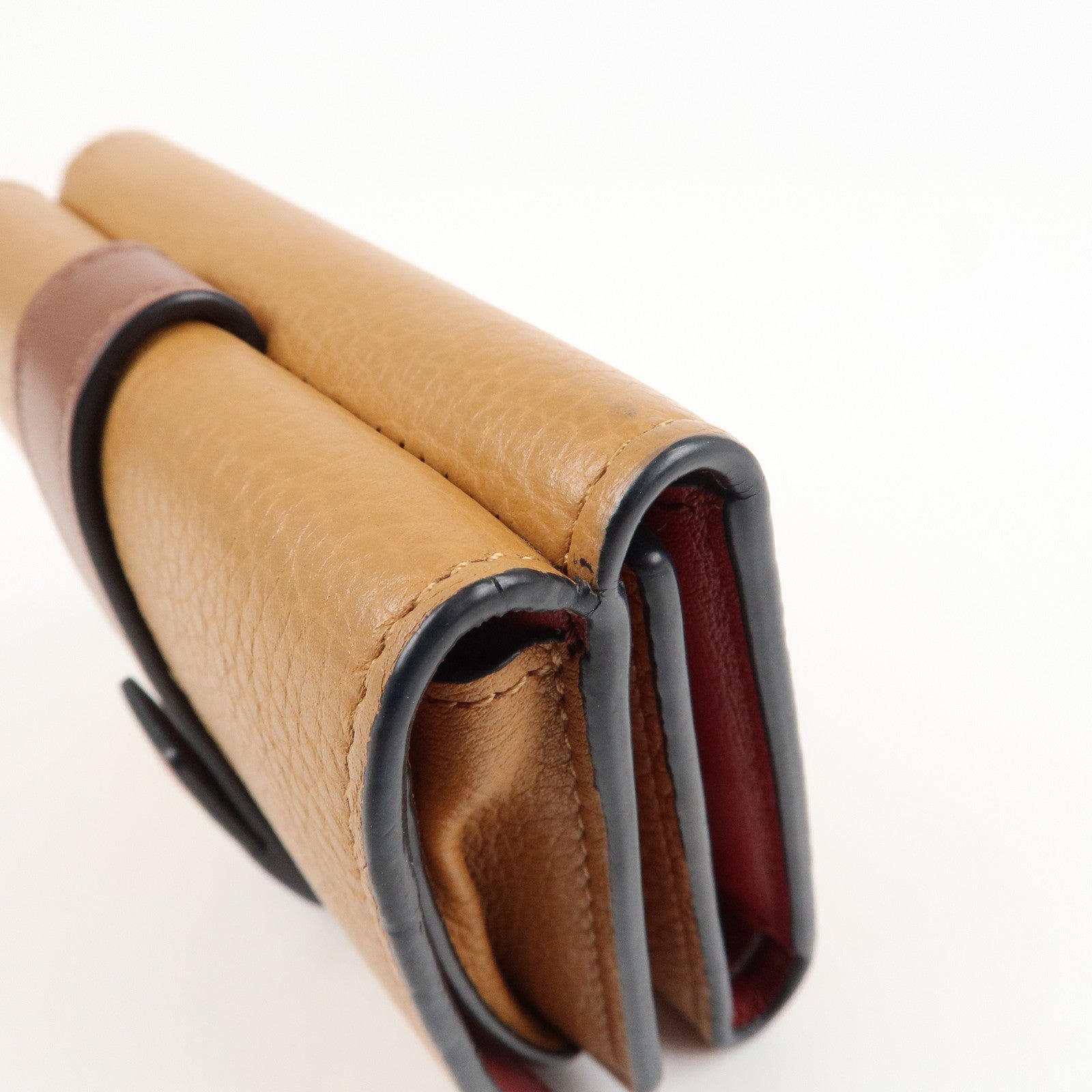 LOEWE Leather Tri-fold Compact Wallet Brown Used