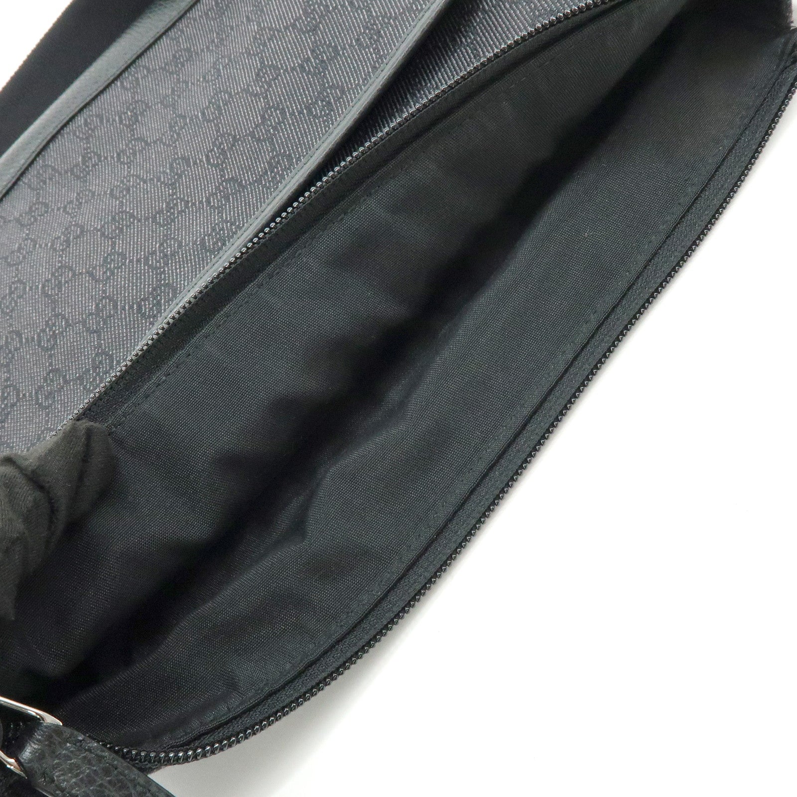 GUCCI GG Denim Leather Shoulder Bag Crossbody Bag Black 509635