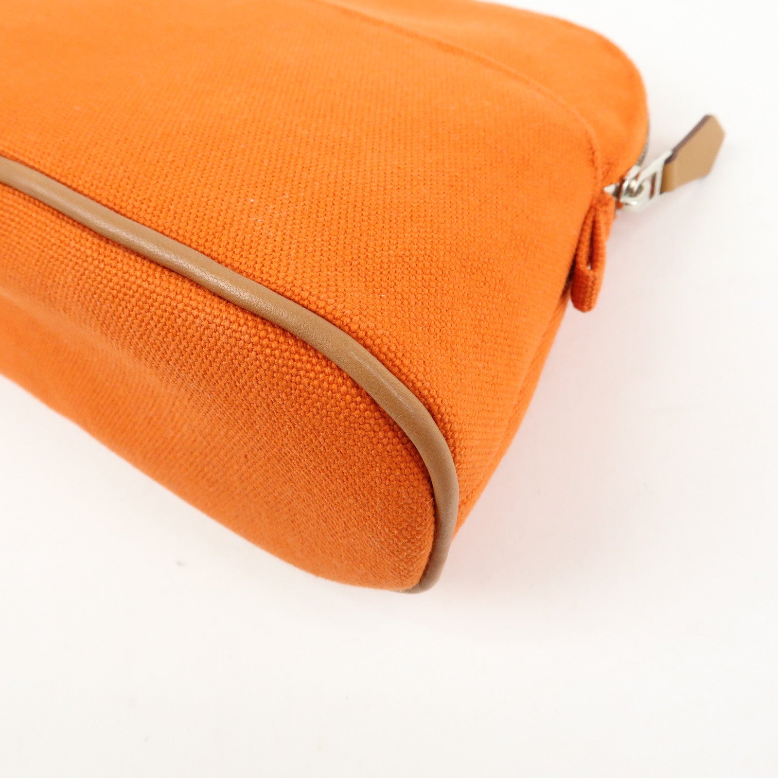 HERMES Bolide Mini Canvas Leather Pouch Cosmetic Pouch Orange