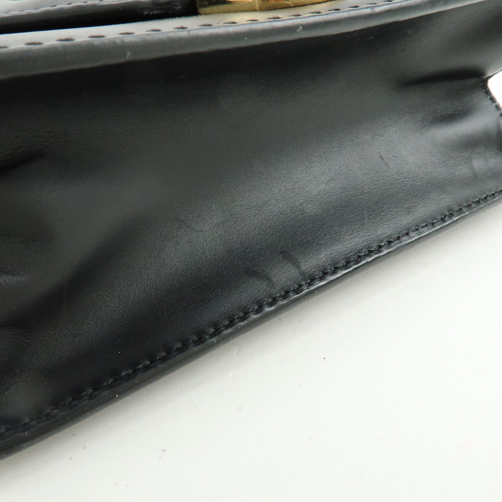 GUCCI Sylvie Sherry Leather Chain Shoulder Bag Black 431666