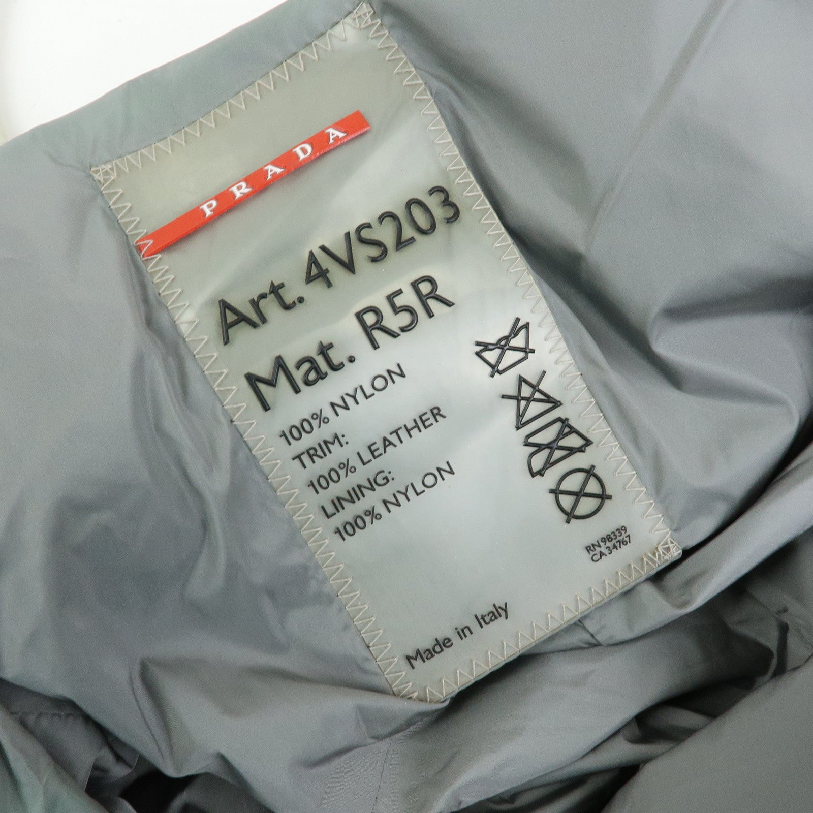 PRADA Sports Nylon Leather Boston Bag Hand Bag Gray Irvory