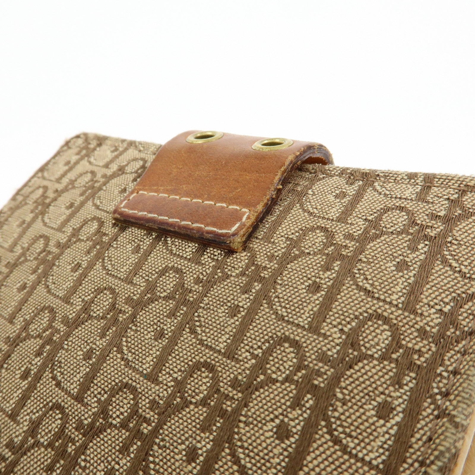 Christian Dior Trotter Canvas Leather Bi-fold Compact Wallet Beige