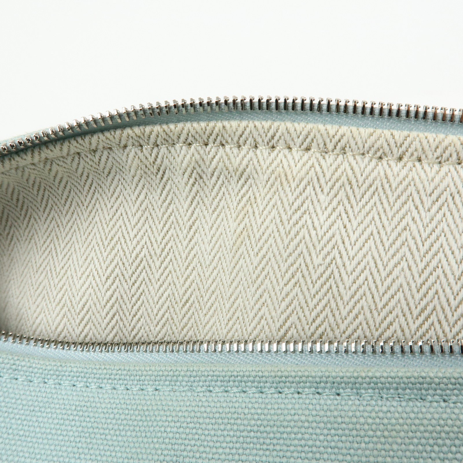 HERMES Bride A Brac GM Cotton Hand Bag Vanity Bag Light Blue