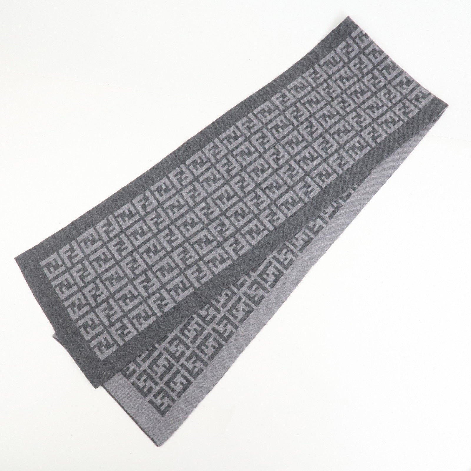 FENDI Zucca Wool 100% Scarf Stole 170×27 Gray