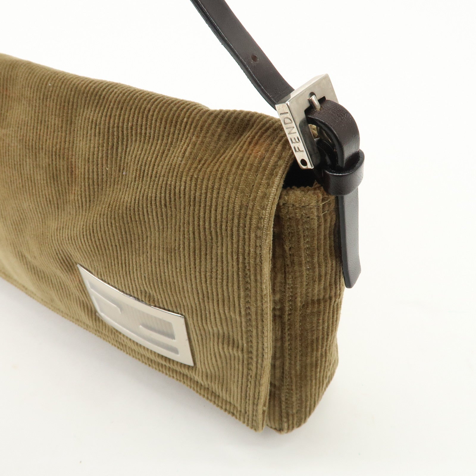 FENDI Logo Corduroy Shoulder Bag Hand Bag Caramel Used