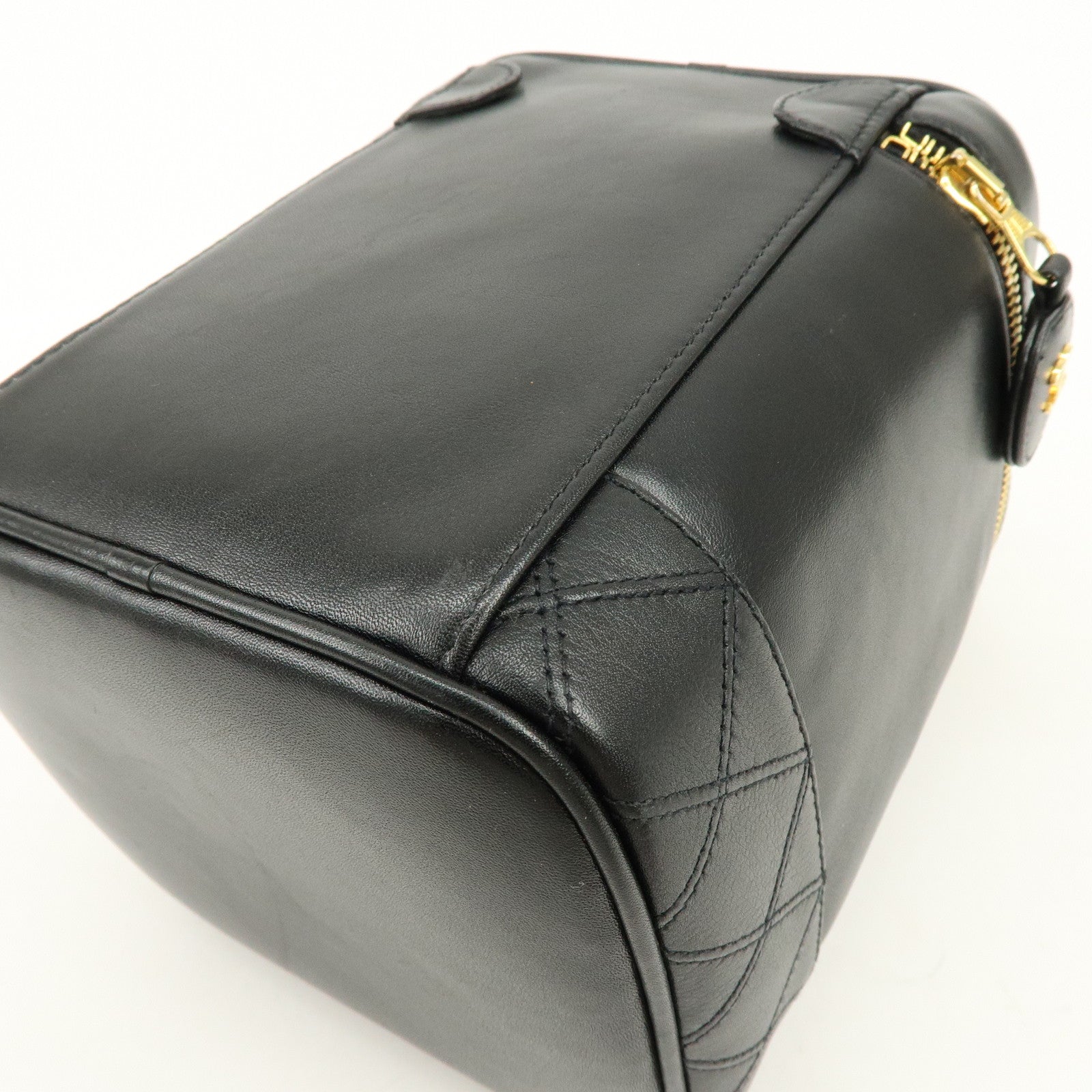 CHANEL COCO Mark Lamb Skin Vanity Bag Hand Bag Black A01998