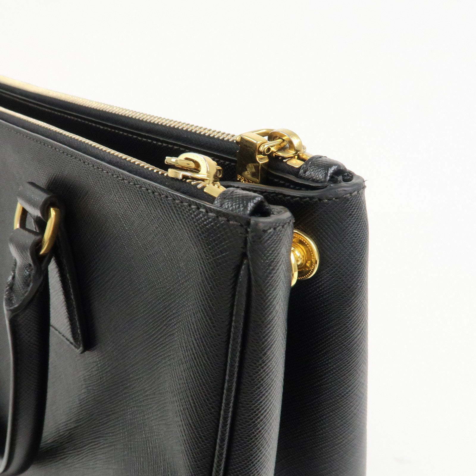 PRADA Triangle Logo Galleria Saffiano Leather 2Way Bag Black 1BA274