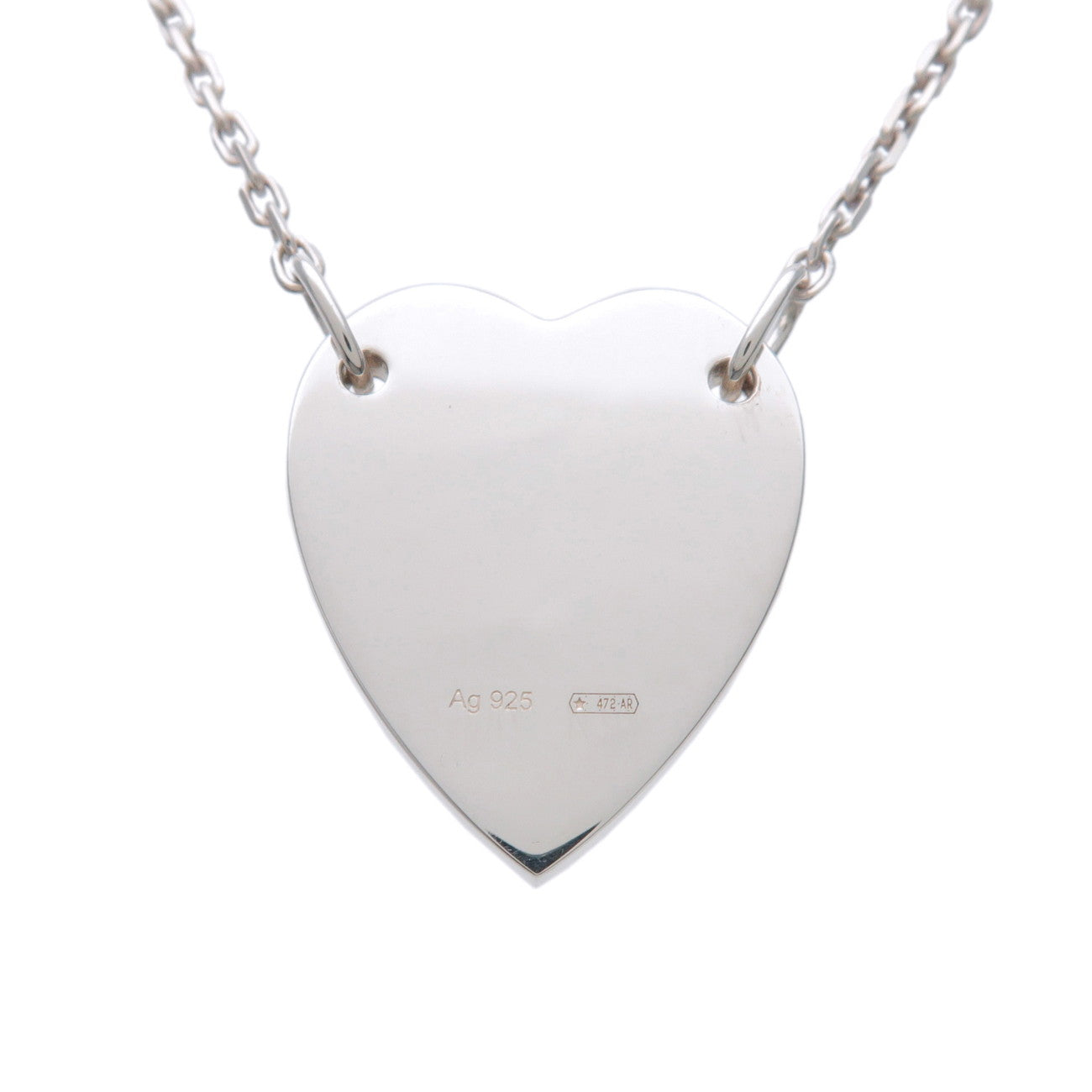 GUCCI Heart Plate Necklace SV925 Silver 223512
