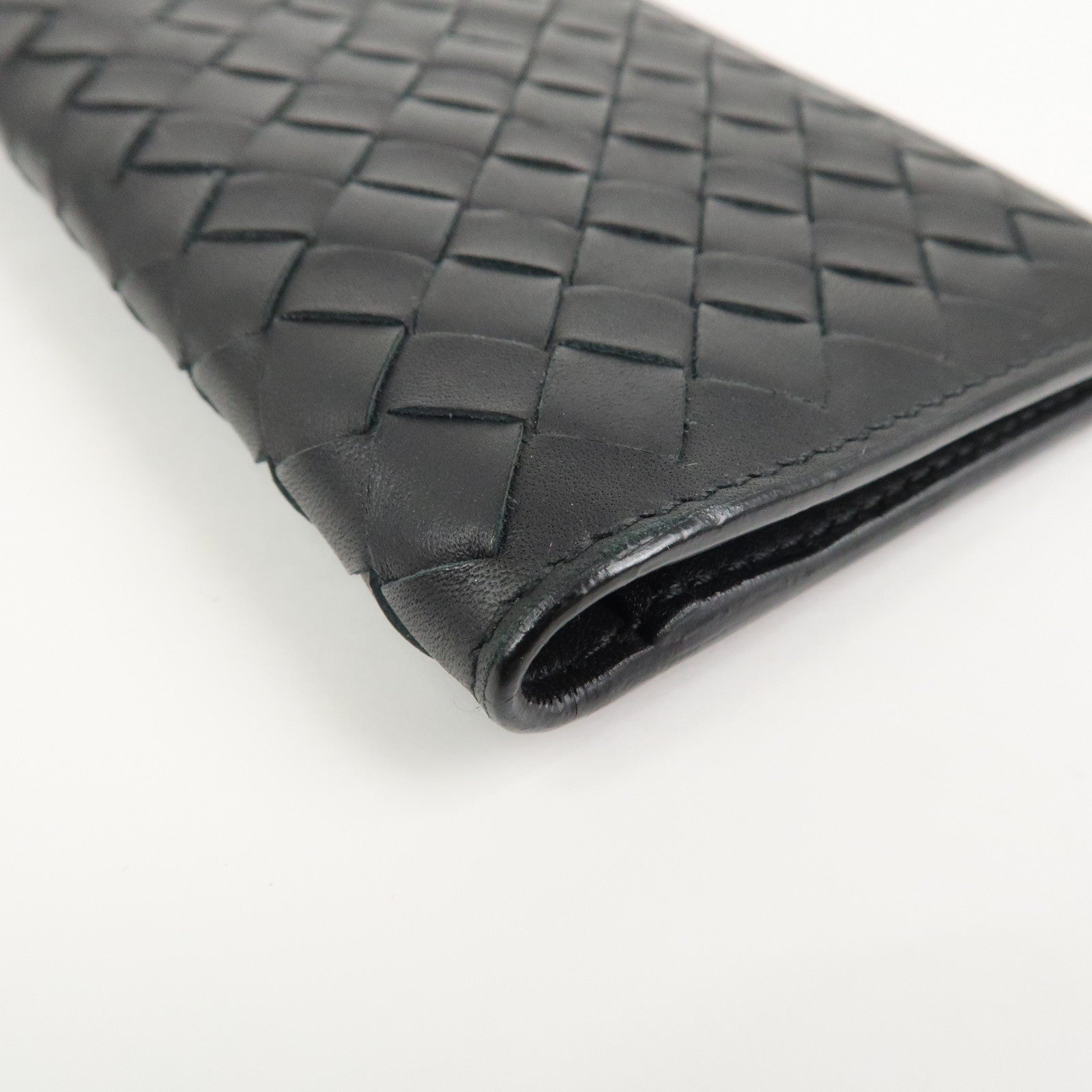 BOTTEGA VENETA Intrecciato Leather Card Case Black