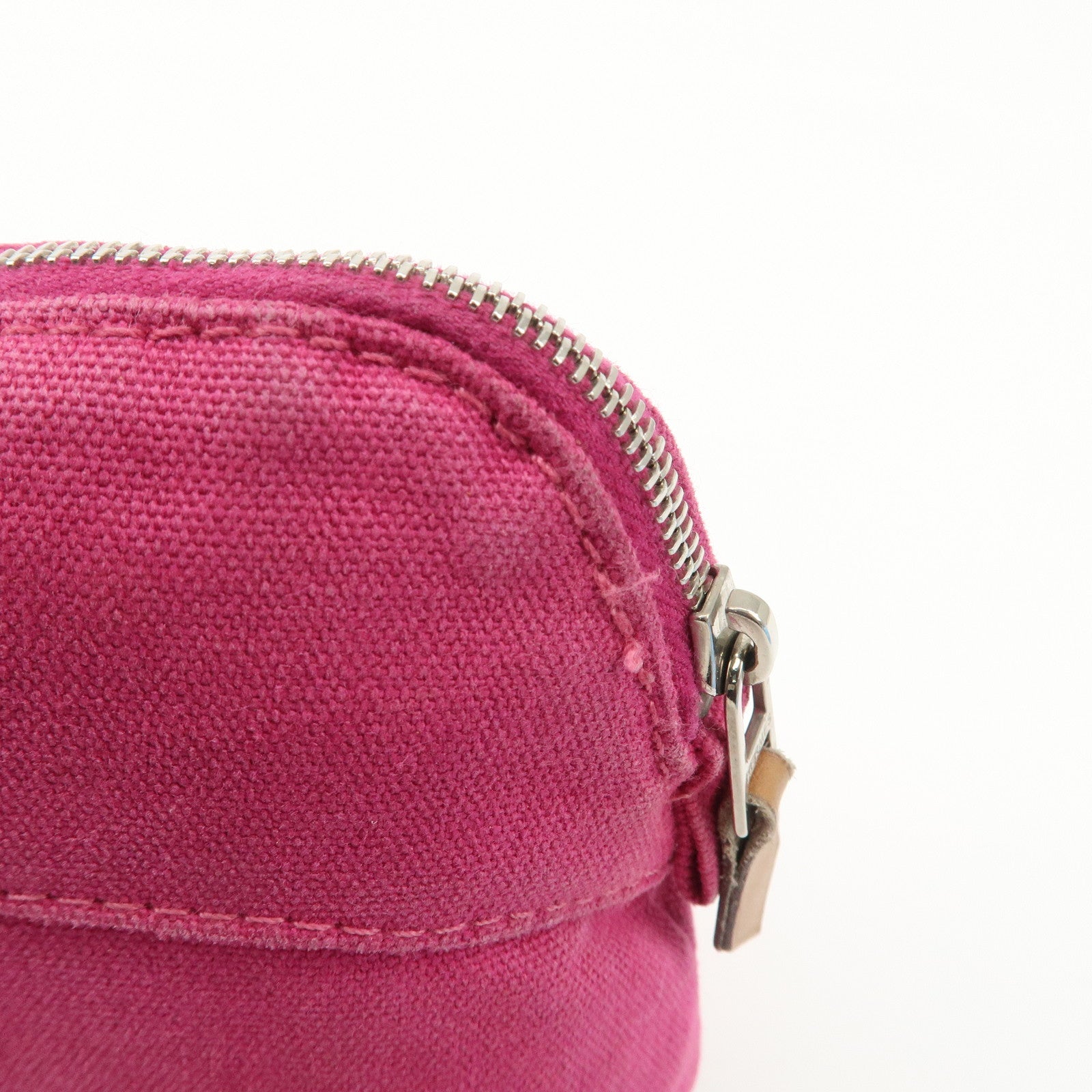 HERMES Set of 2 Leather Canvas Pouch Cosmetic Pouch Pink Blue Used