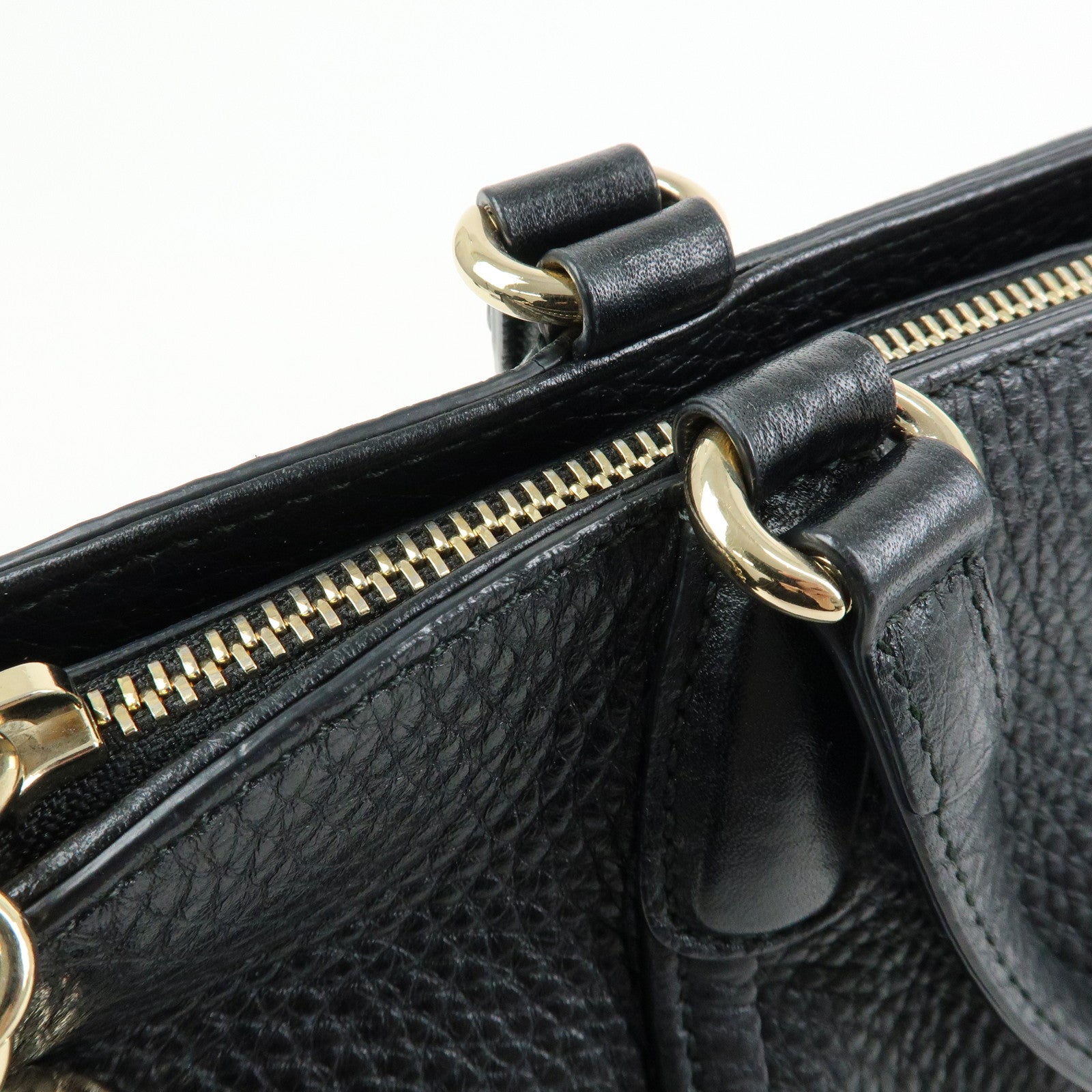 GUCCI Interlocking G SOHO Leather 2Way Bag Hand Bag Black 369176
