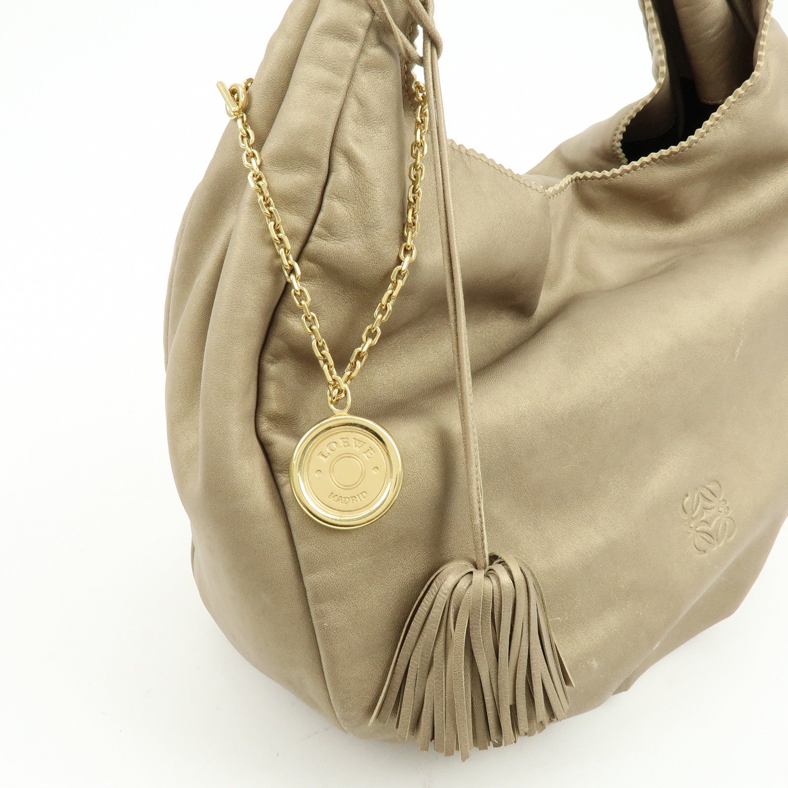 LOEWE Anagram Viento Nappa Leather Tote Bag Shoulder Bag Gold