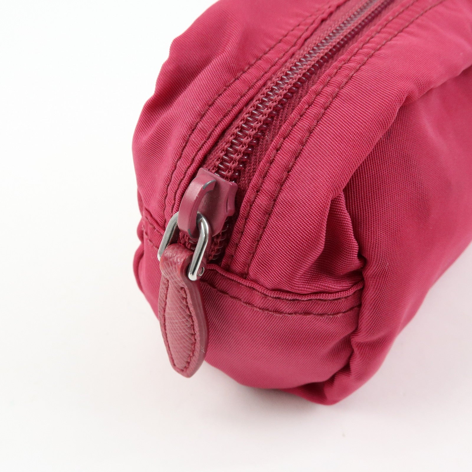 PRADA Triangle Logo Set of 3 Nylon Leather Pouch Pink Purple