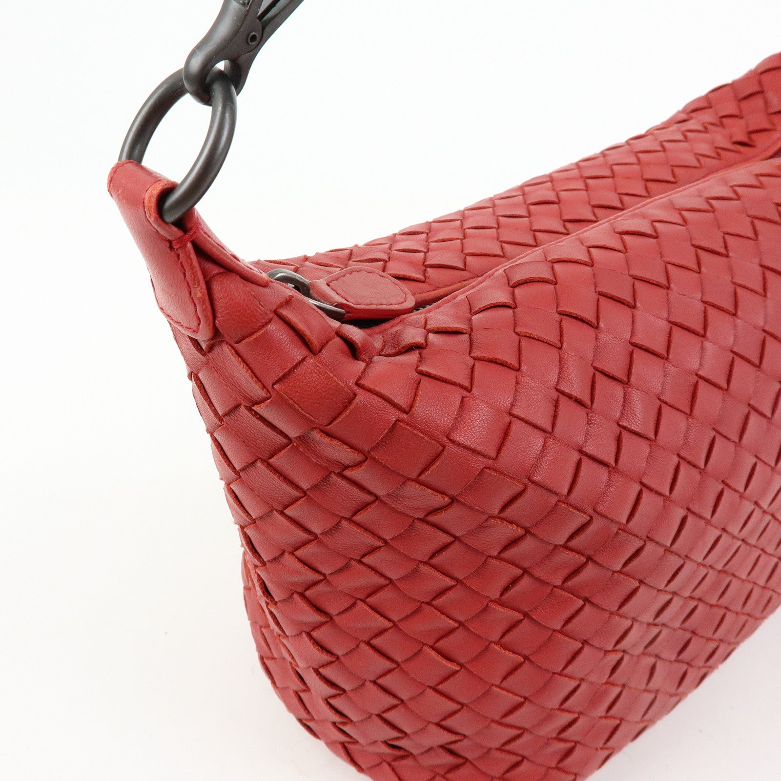 BOTTEGA VENETA Intrecciato Leather Hand Bag Shoulder Bag Red